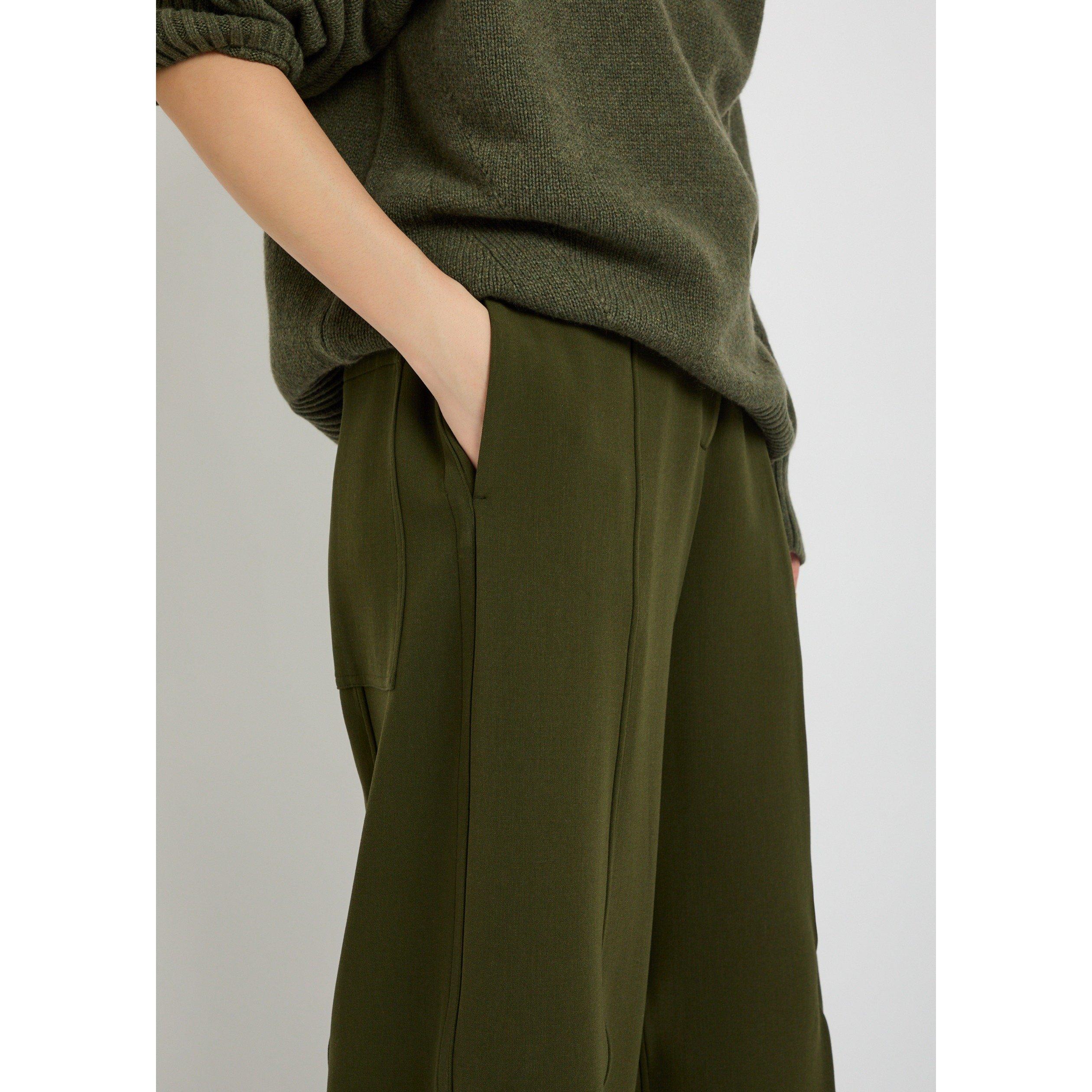 DARK GREEN - Another Tomorrow - DOUBLE FACE HIGH WAIST PANT - 4