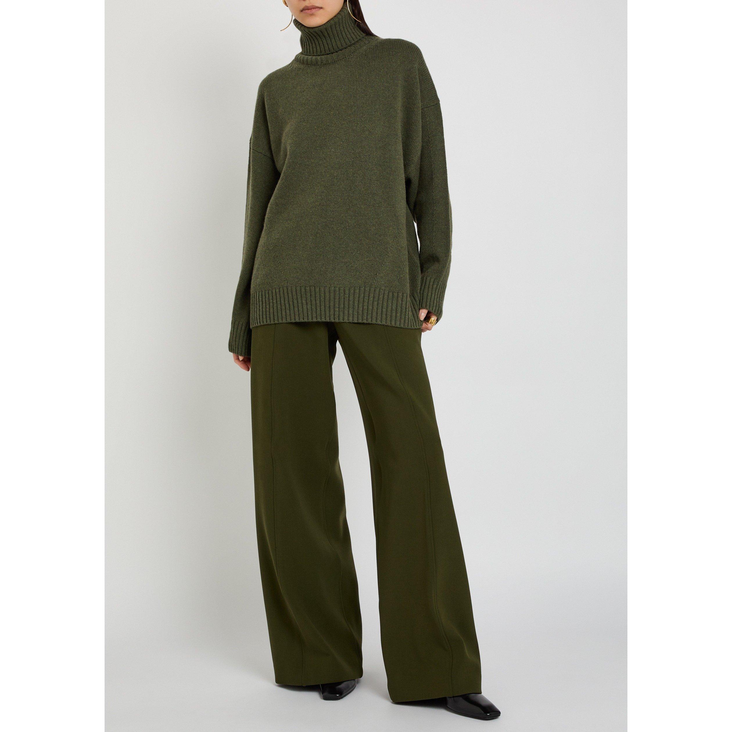 DARK GREEN - Another Tomorrow - DOUBLE FACE HIGH WAIST PANT - 5