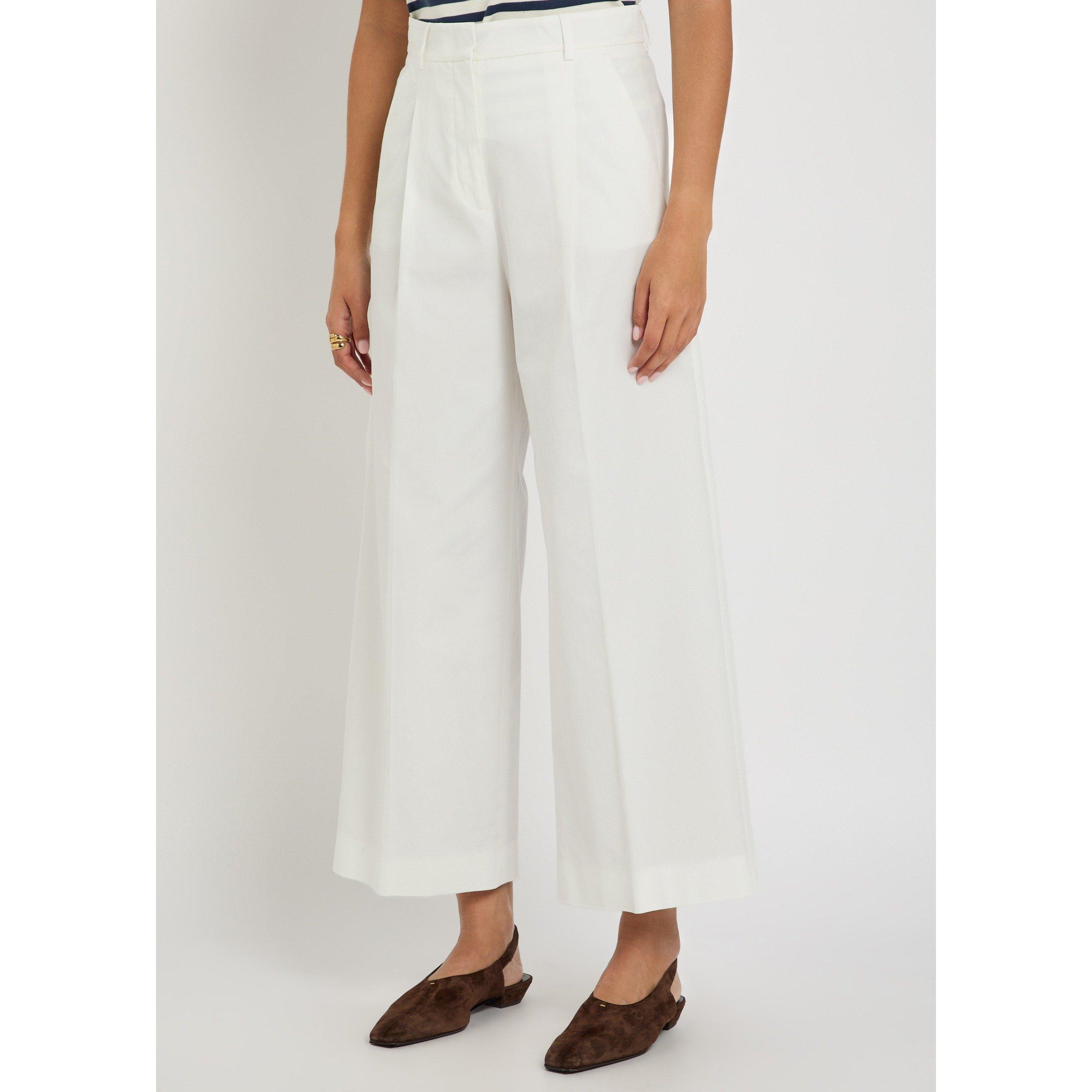 WHITE - Weekend Max Mara - Women's Bellico Cotton Relaxed-Fit Wide-Leg Trousers - 2