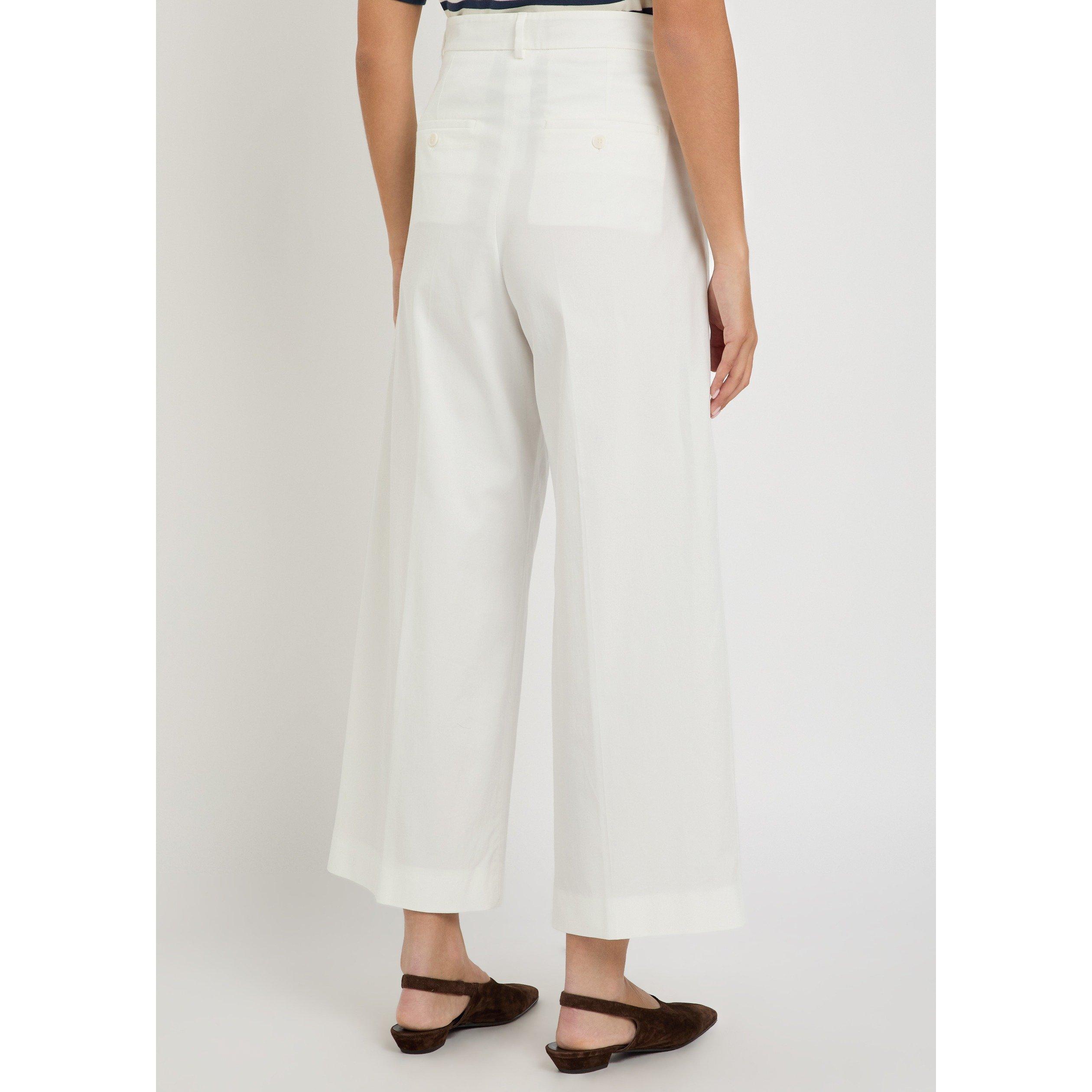 WHITE - Weekend Max Mara - Women's Bellico Cotton Relaxed-Fit Wide-Leg Trousers - 3
