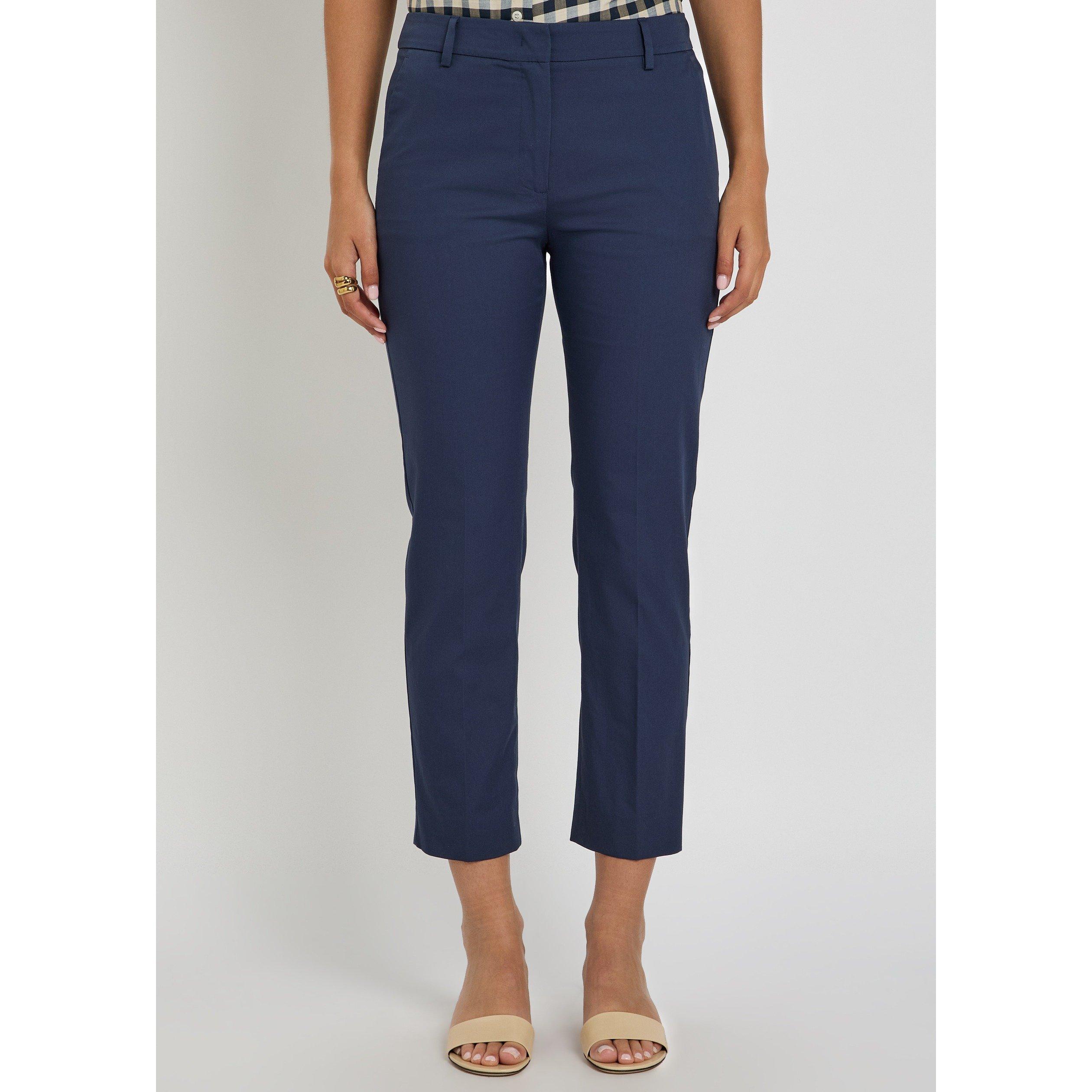 NAVY - Weekend Max Mara - Women's Cropped Cotton Slim-Fit Trousers - 2