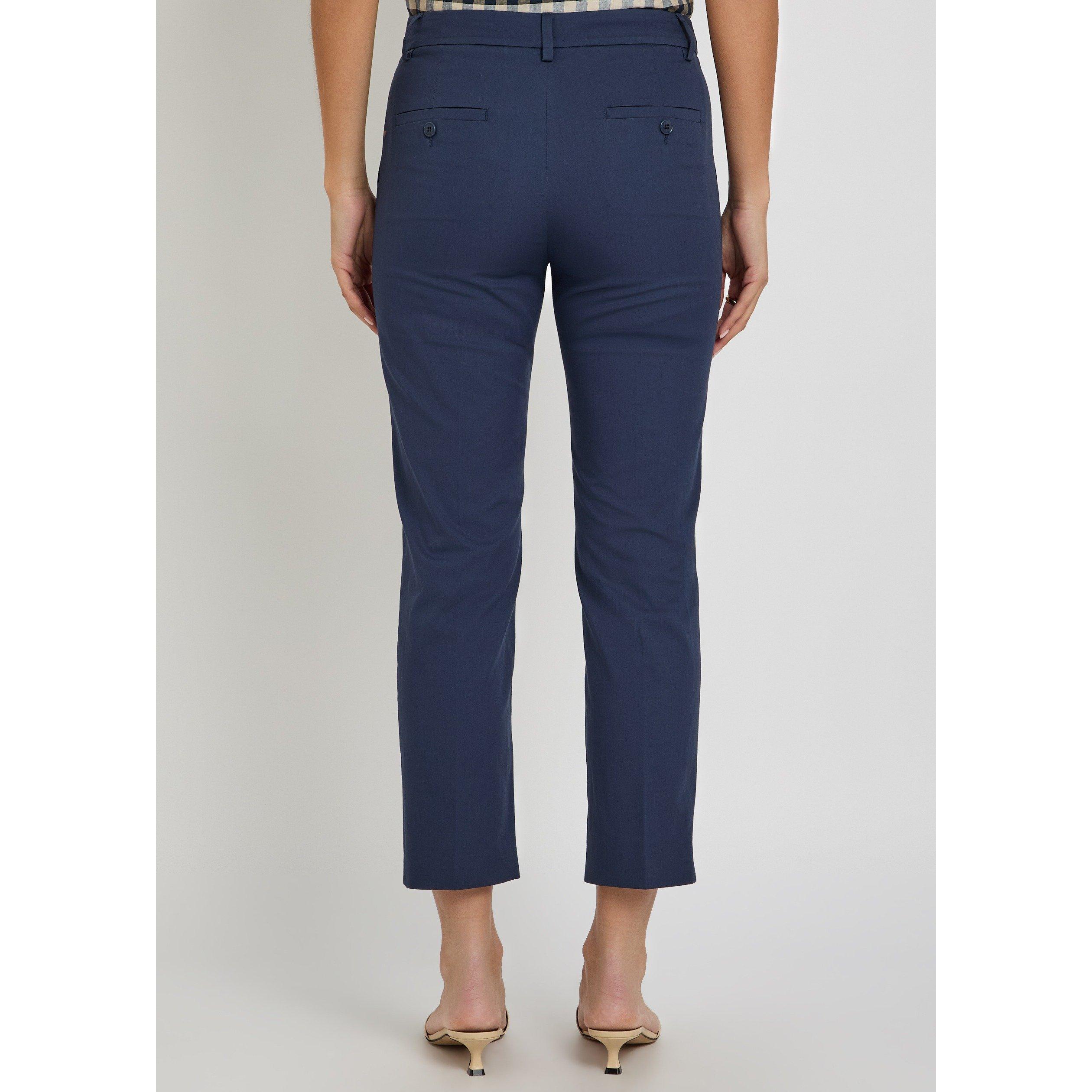 NAVY - Weekend Max Mara - Women's Cropped Cotton Slim-Fit Trousers - 3