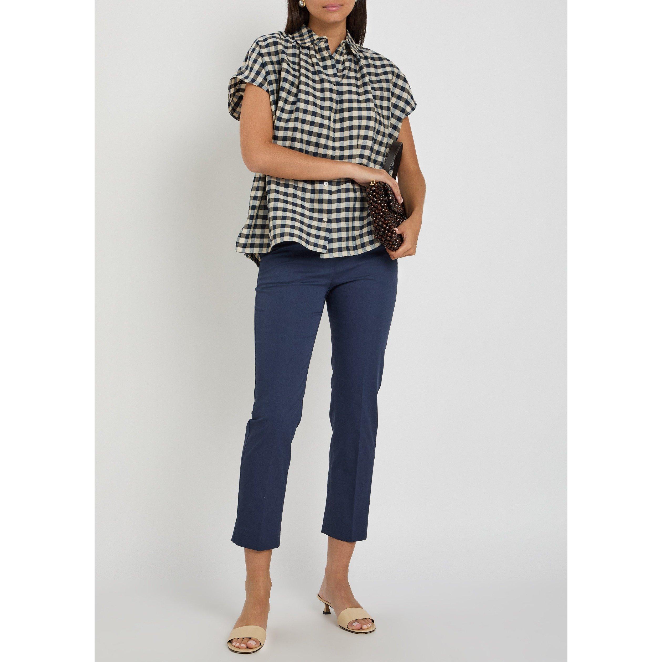 NAVY - Weekend Max Mara - Women's Cropped Cotton Slim-Fit Trousers - 5