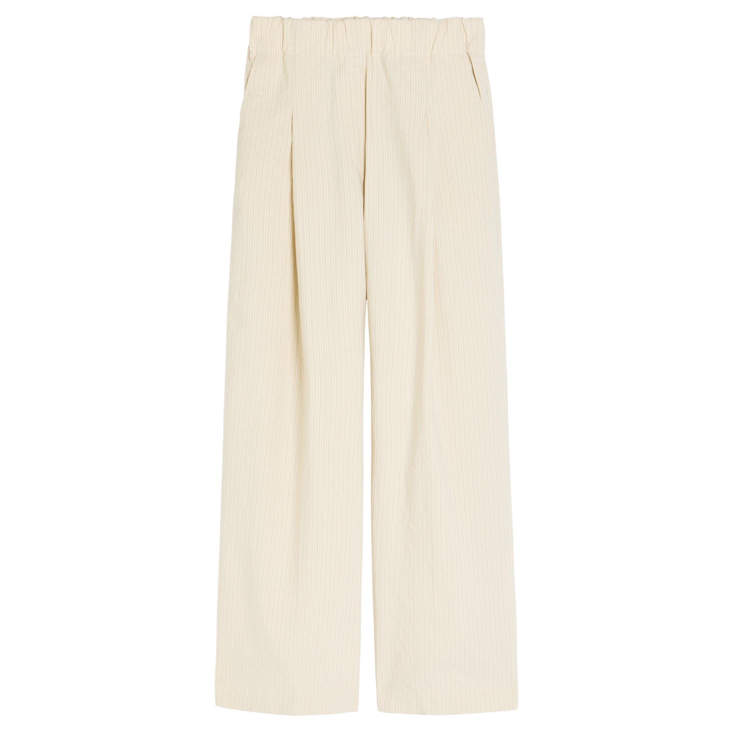 ECRU - Dries Van Noten - Women's Pila Pinstripe Cotton Wide-Leg Trousers - 1