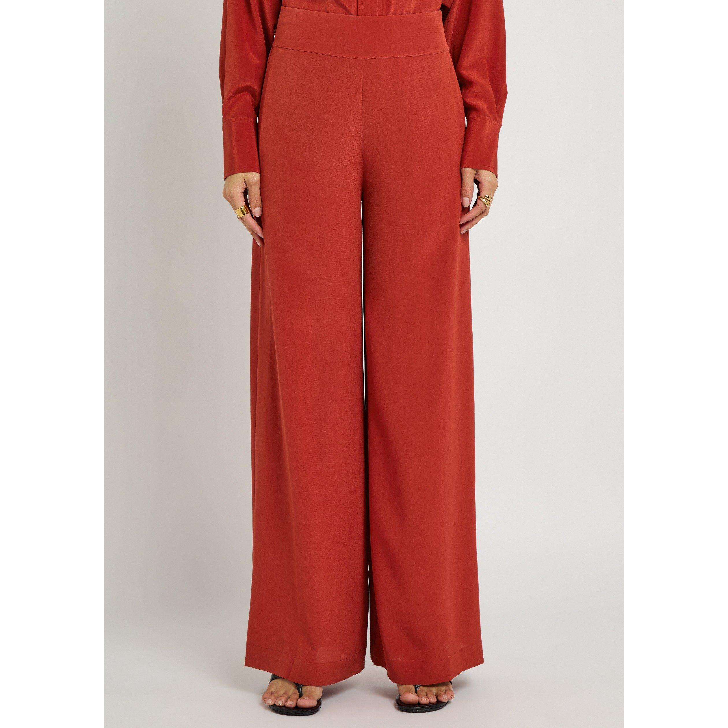 RED - Joseph - Women's Rihani Silk Relaxed-Fit Wide-Leg Trousers - 2