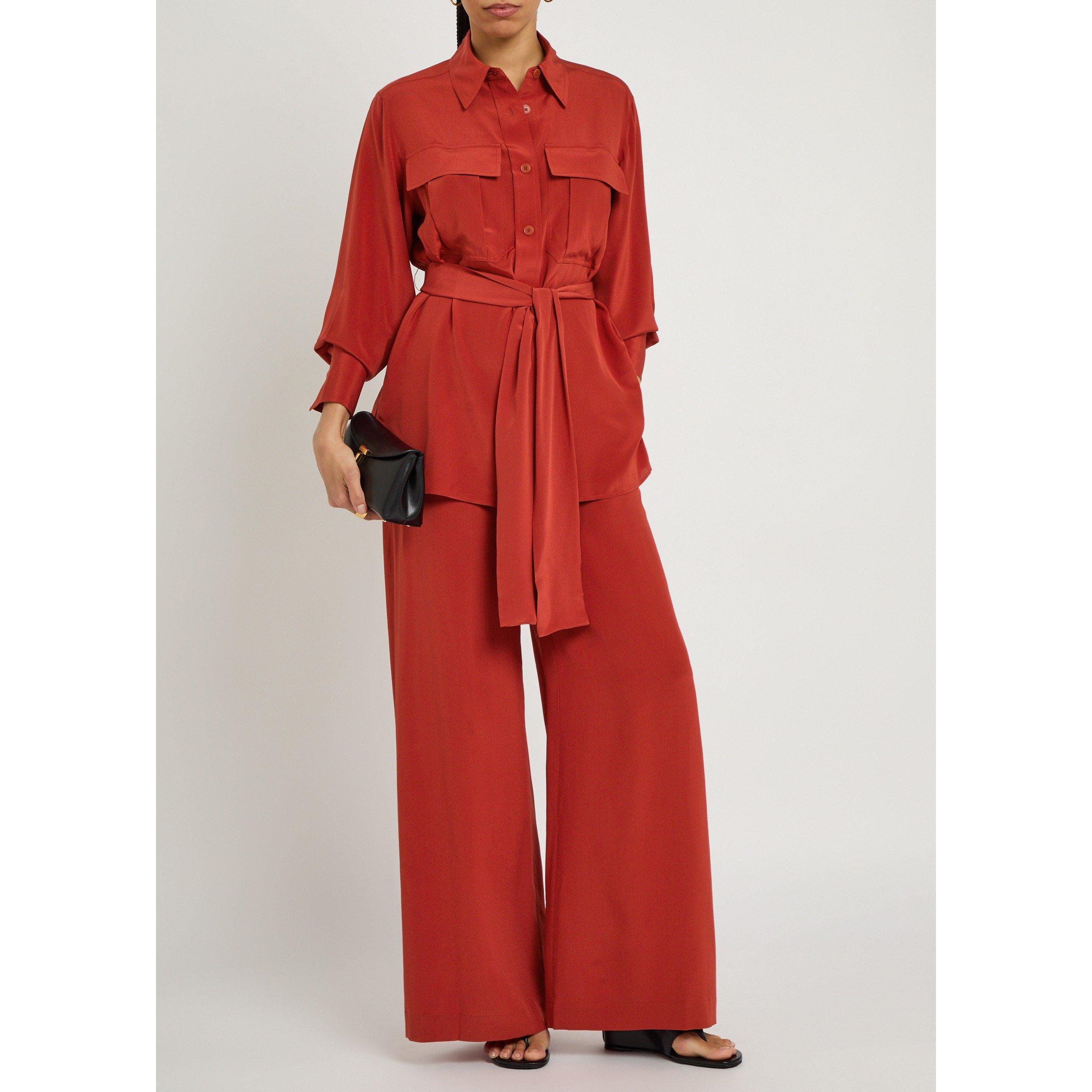 RED - Joseph - Women's Rihani Silk Relaxed-Fit Wide-Leg Trousers - 5