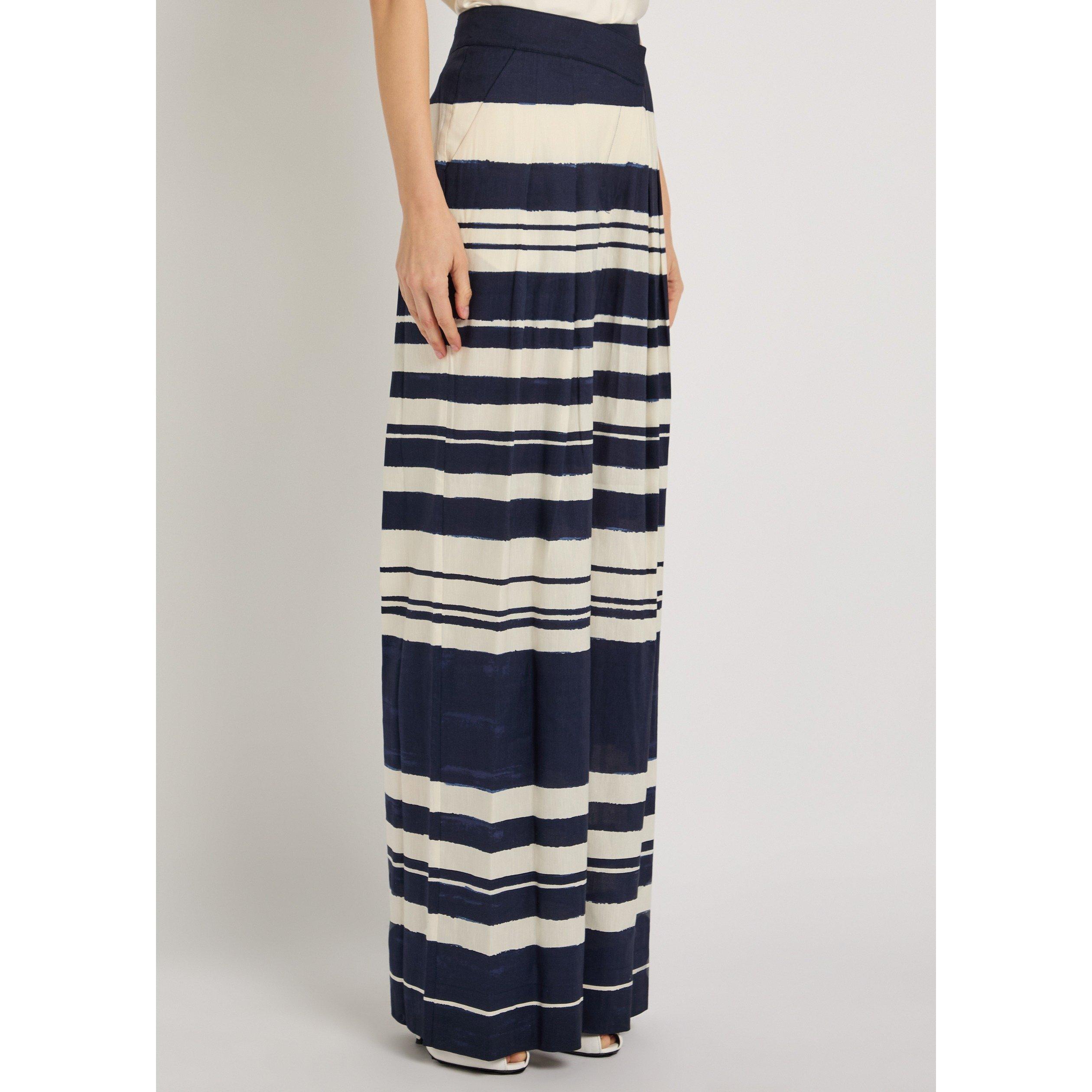 NAVY AND OTHER - Veronica Beard - Women's Heron Striped Linen Wide-Leg Trousers - 2