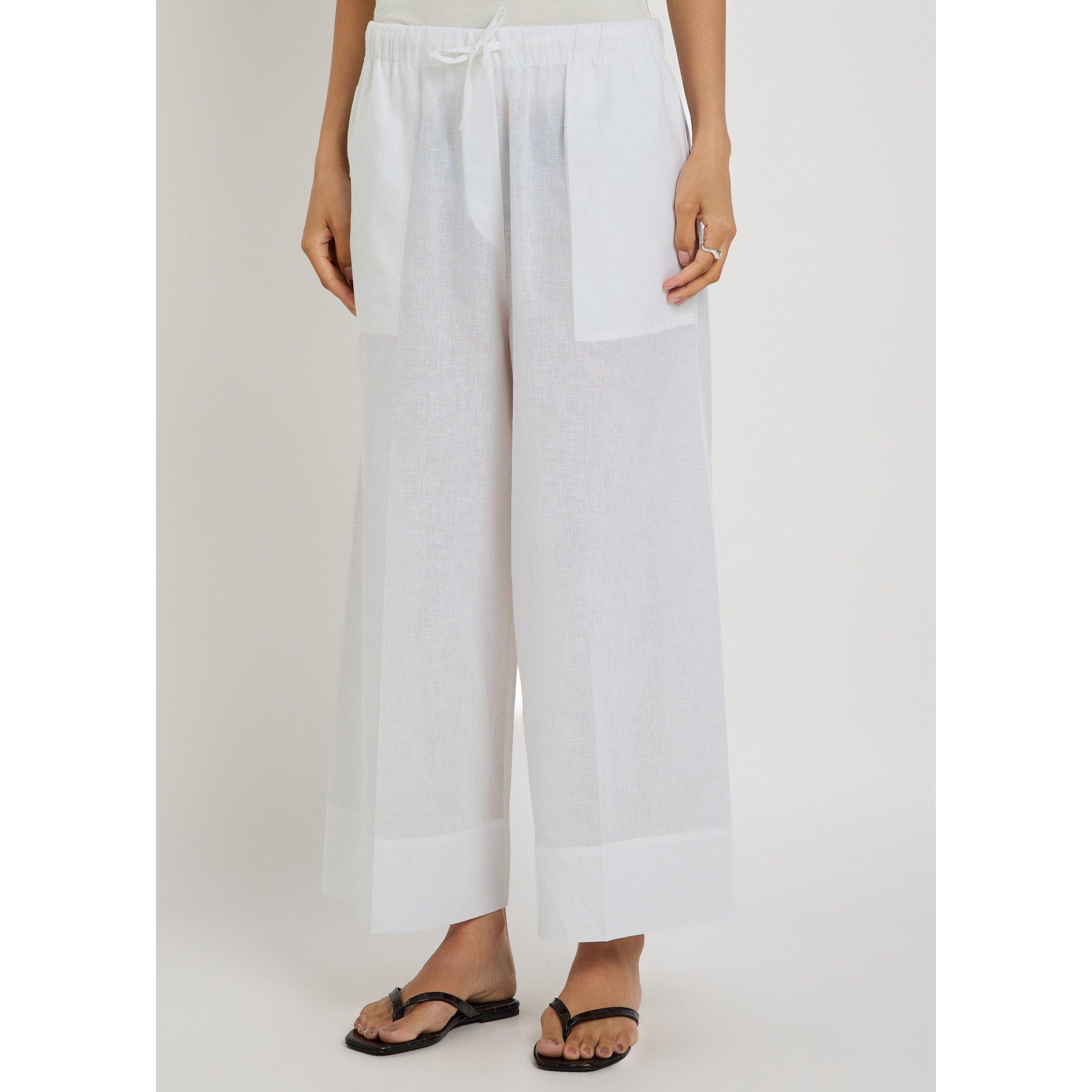 WHITE - Toteme - Women's Cotton-Linen Wide-Leg Trousers - 2