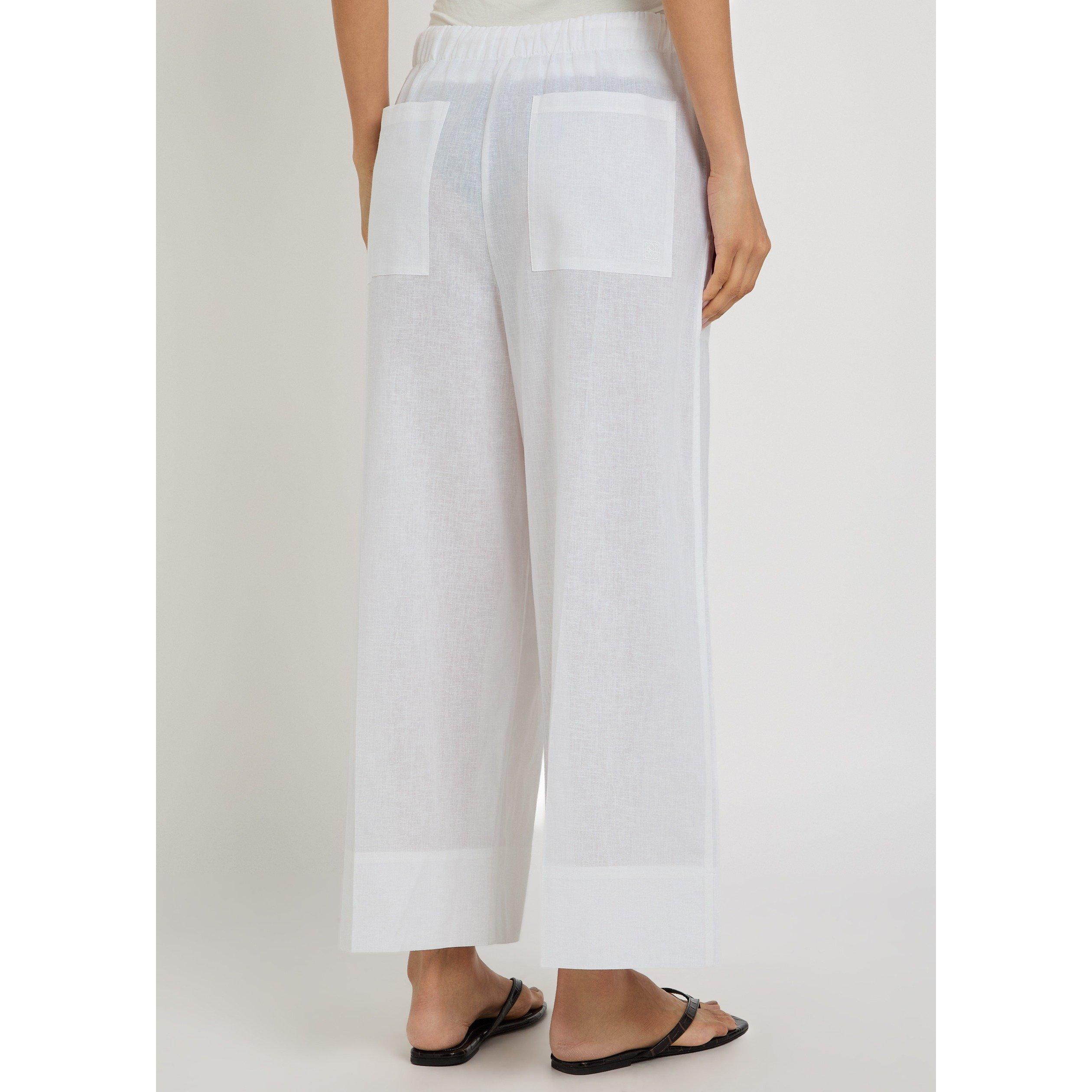 WHITE - Toteme - Women's Cotton-Linen Wide-Leg Trousers - 3