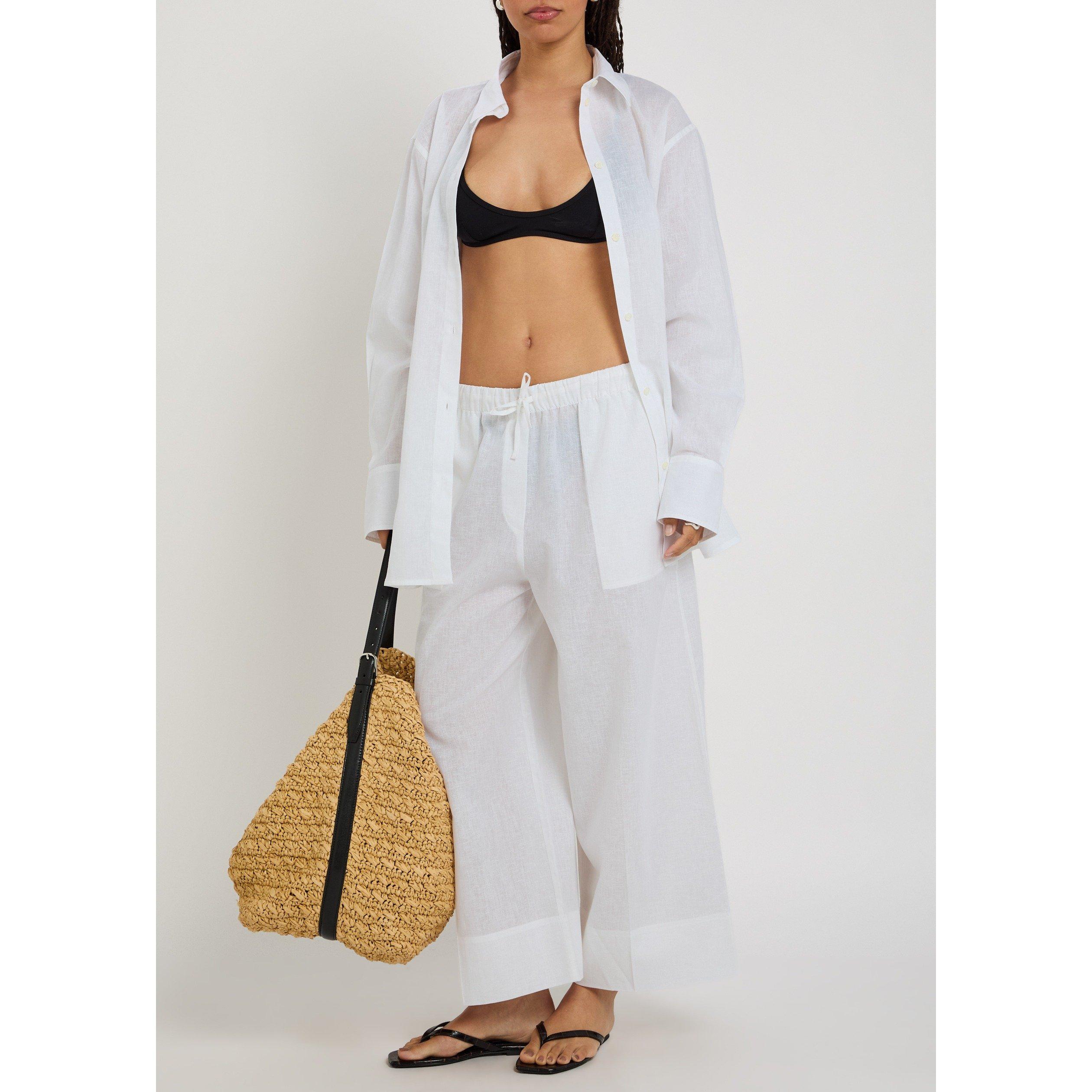 WHITE - Toteme - Women's Cotton-Linen Wide-Leg Trousers - 5