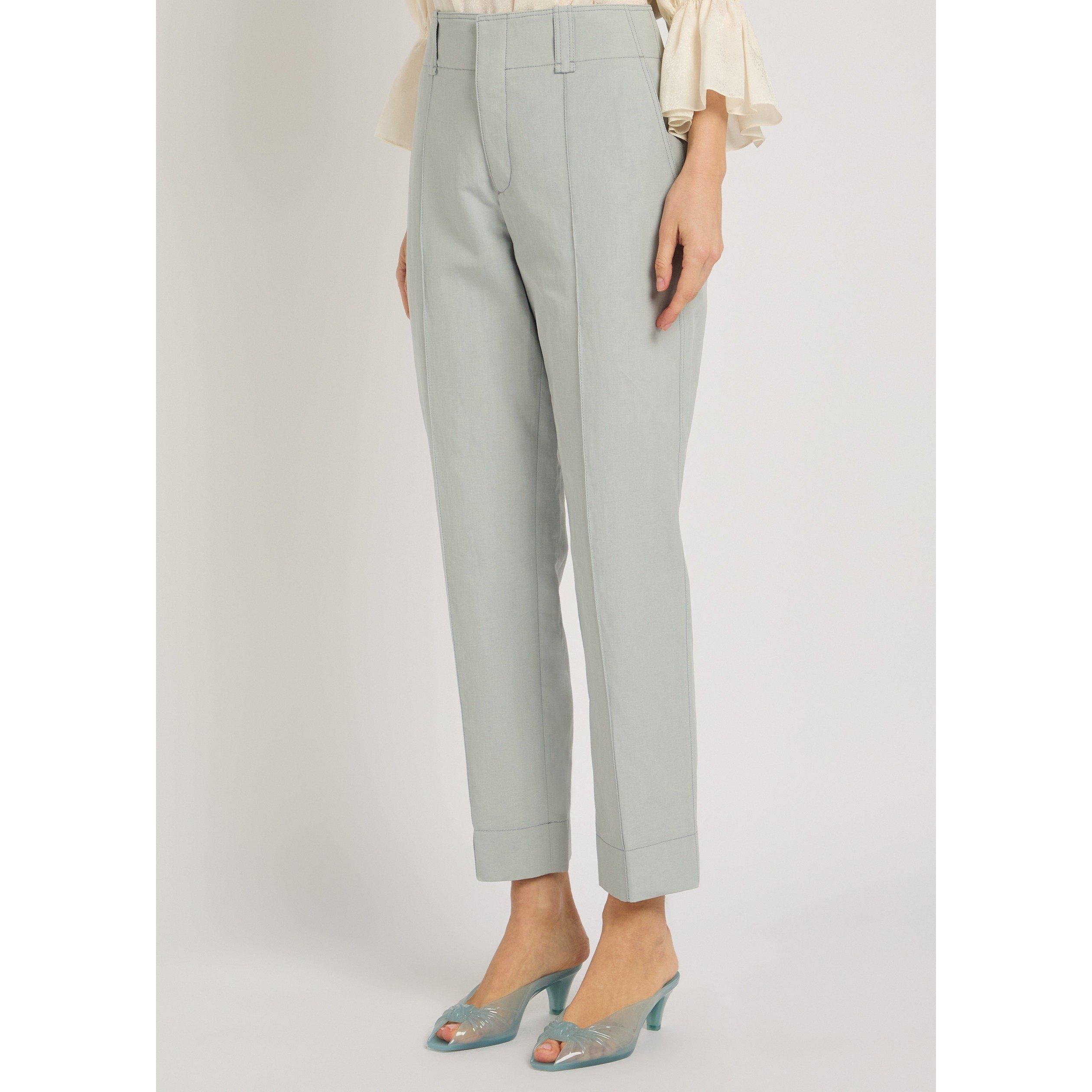 GREY - Chloe - Women's Linen Tapered Trousers - 2
