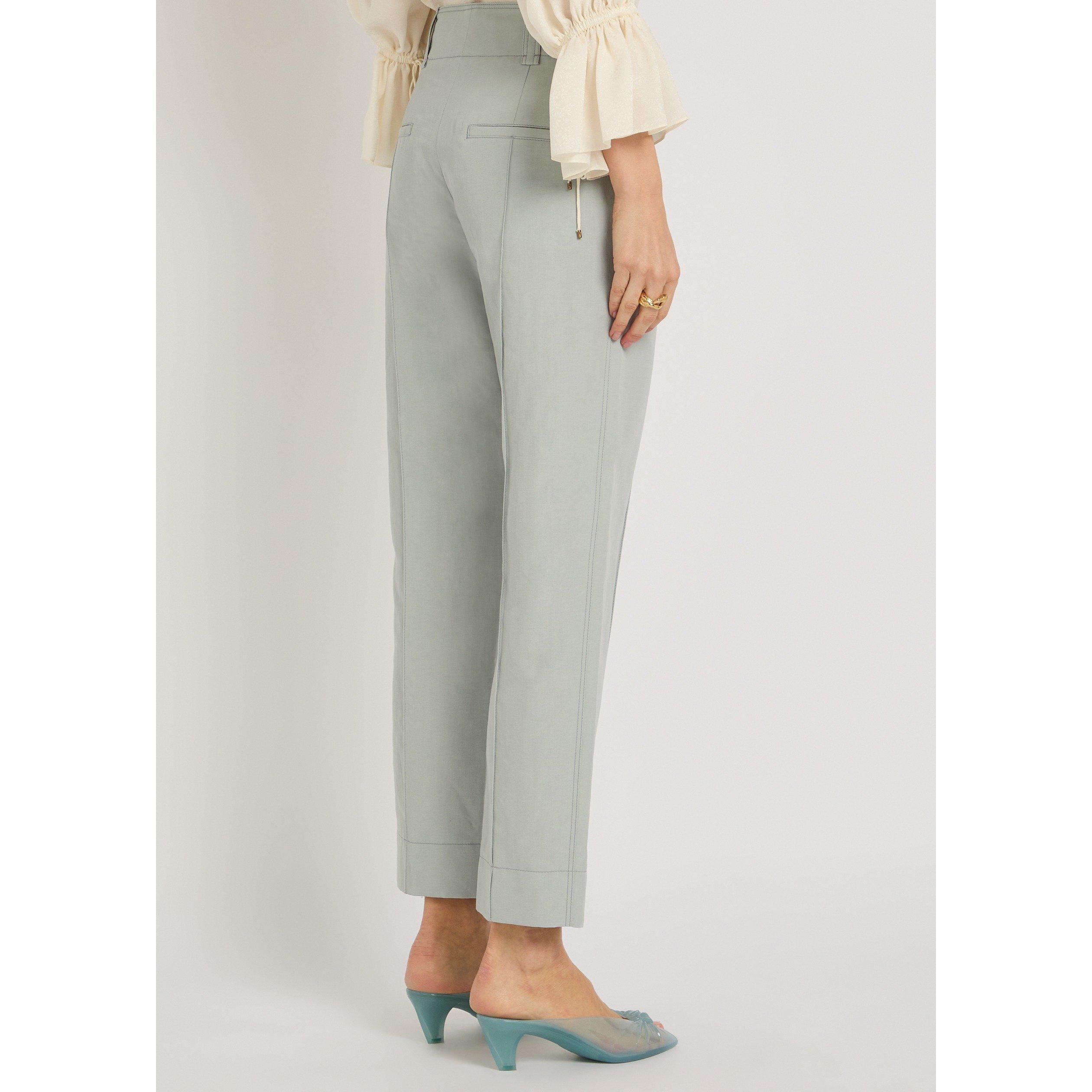 GREY - Chloe - Women's Linen Tapered Trousers - 3