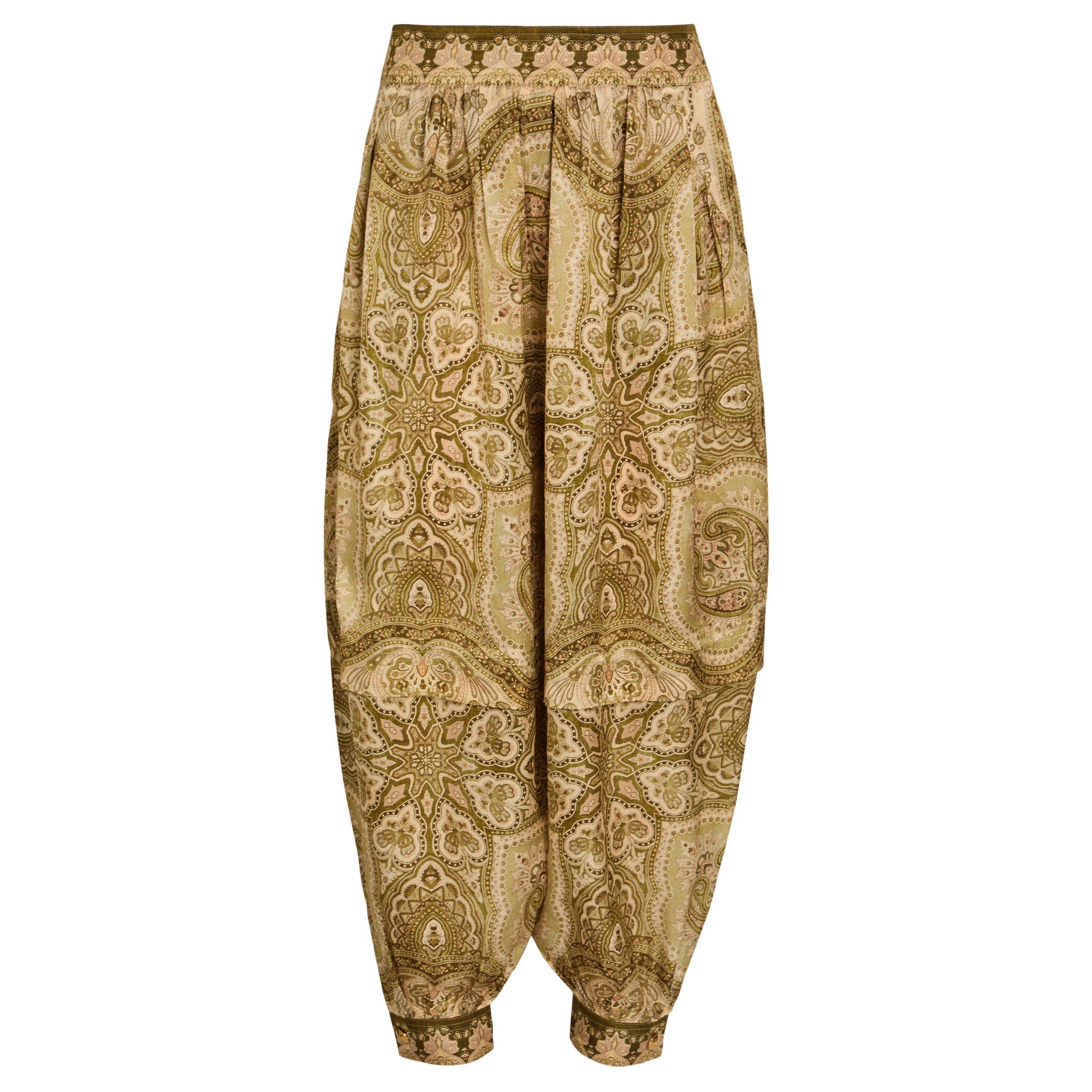 Zimmermann Women's Luna Satin Silk Paisley Harem Trousers