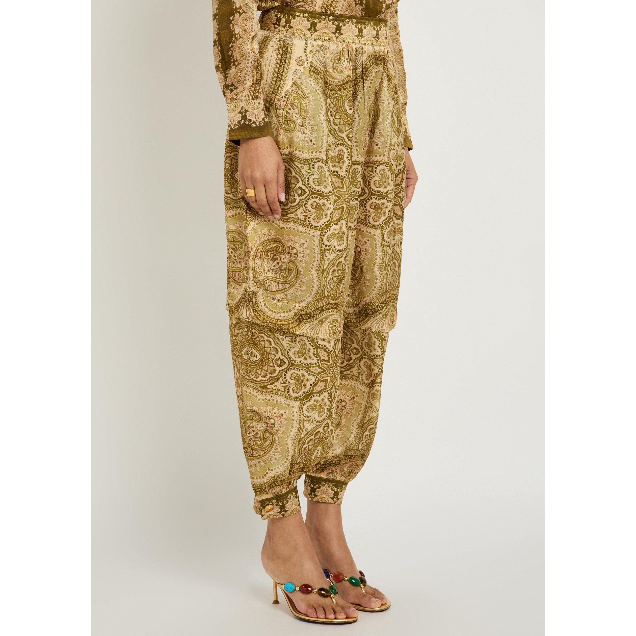 OLIVE - Zimmermann - Women's Luna Satin Silk Paisley Harem Trousers - 2
