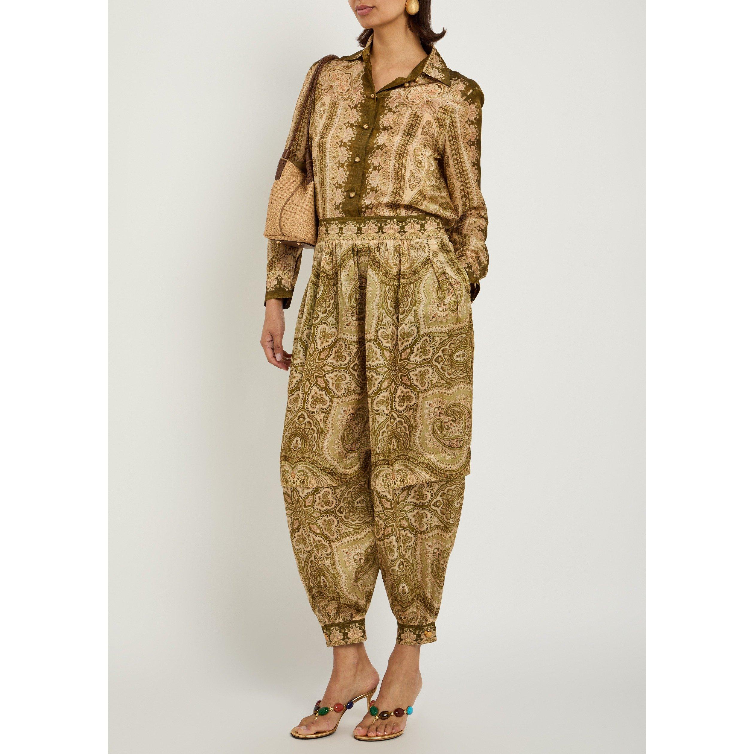 OLIVE - Zimmermann - Women's Luna Satin Silk Paisley Harem Trousers - 5