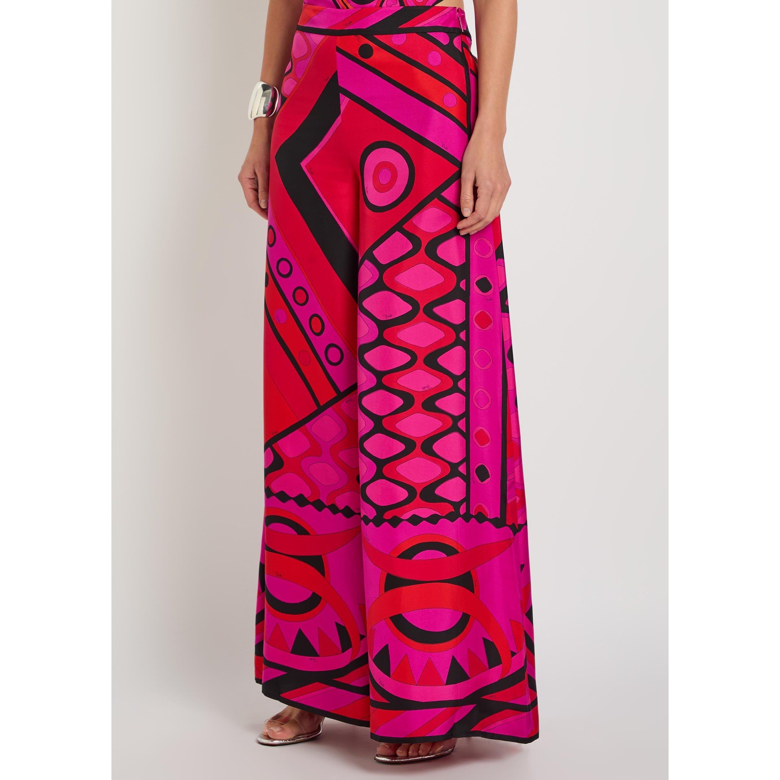 PINK AND OTHER - PUCCI - Women's Silk Wide-Leg Trousers - 2