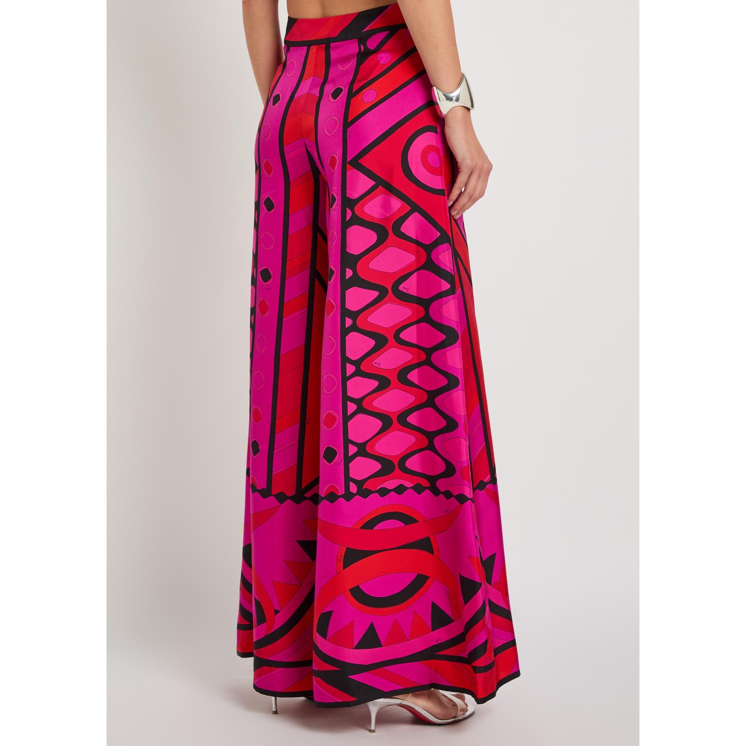 PINK AND OTHER - PUCCI - Women's Silk Wide-Leg Trousers - 3
