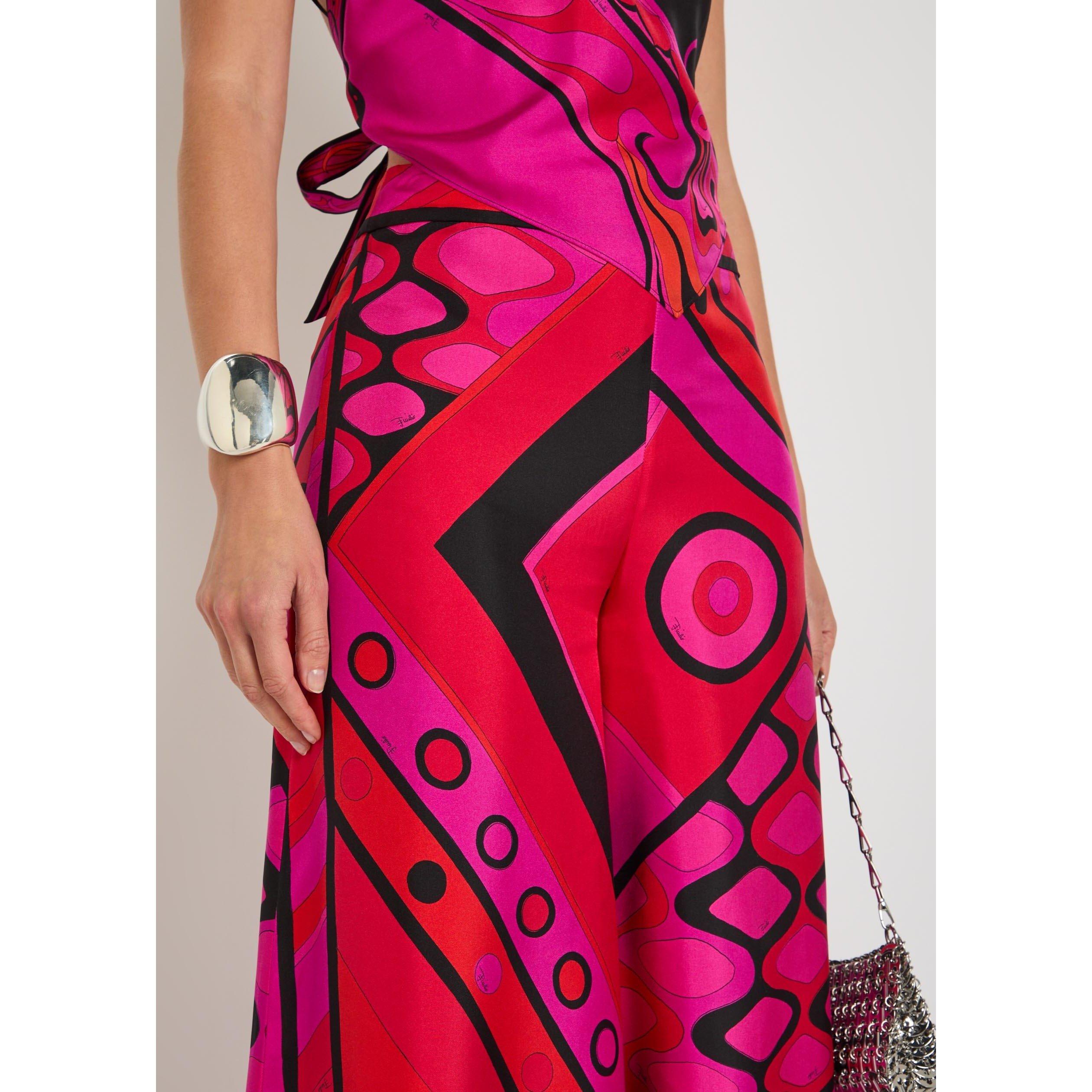 PINK AND OTHER - PUCCI - Women's Silk Wide-Leg Trousers - 4