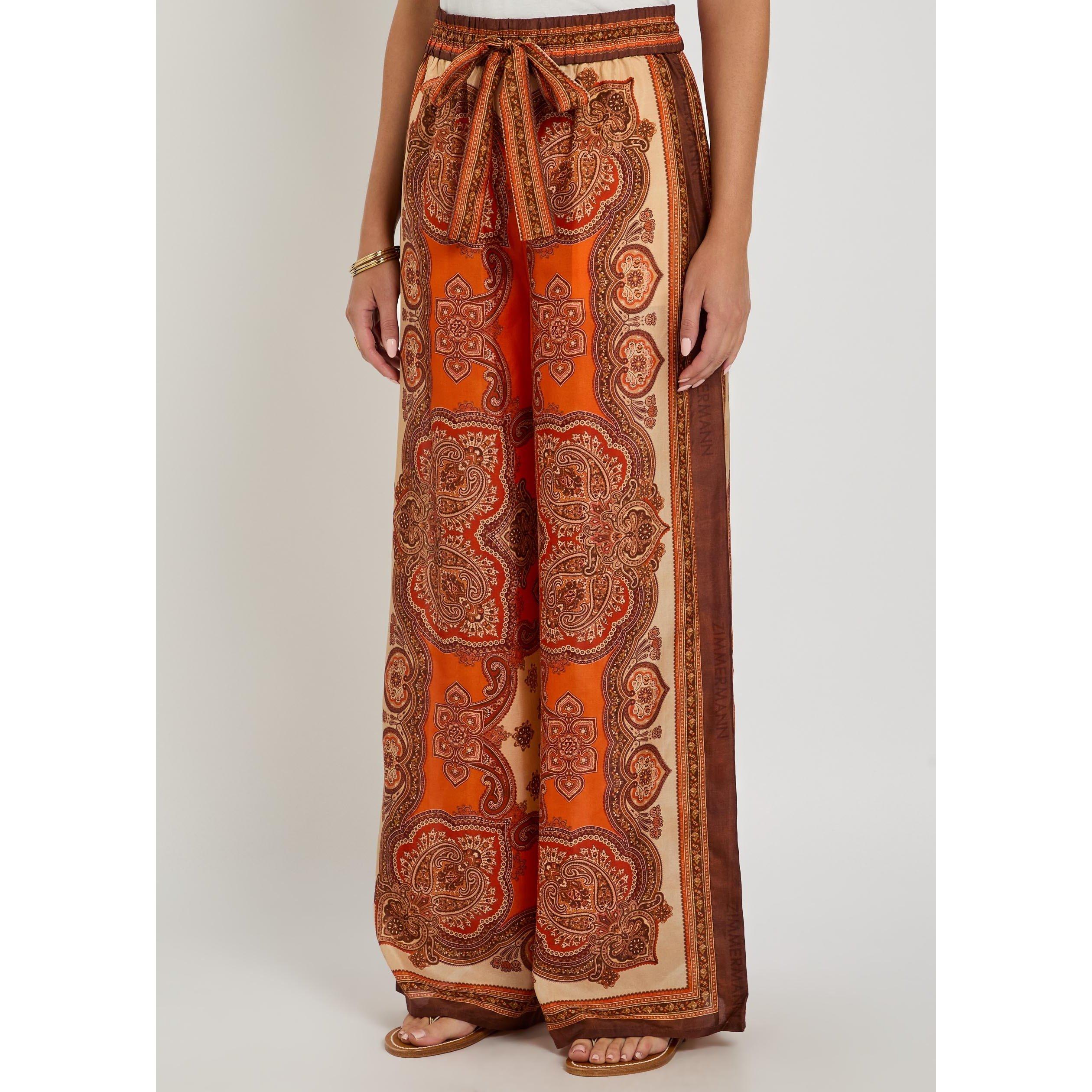 ORANGE AND OTHE - Zimmermann - Women's Mahon Relaxed Silk Wide-Leg Trousers - 2