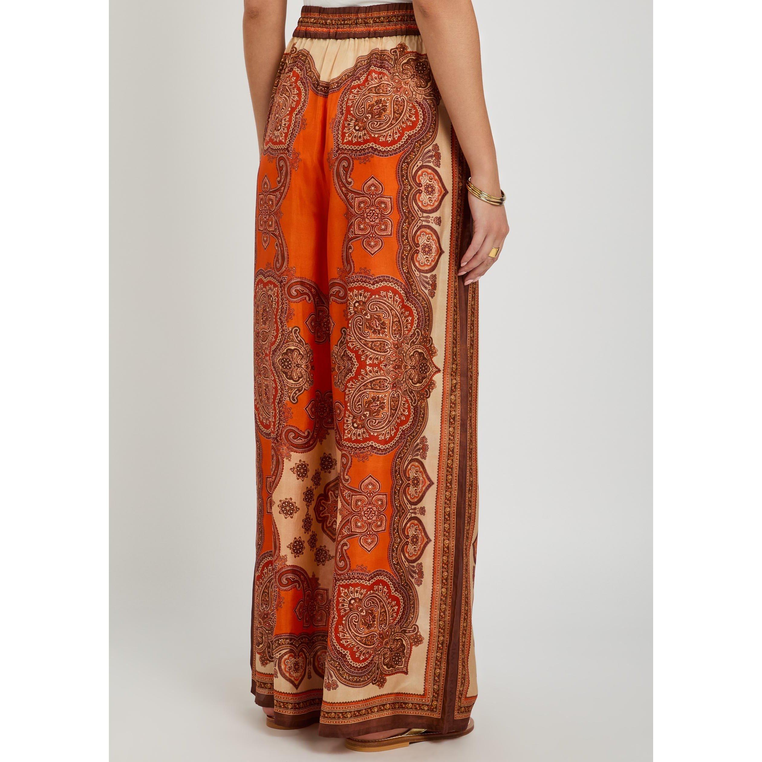 ORANGE AND OTHE - Zimmermann - Women's Mahon Relaxed Silk Wide-Leg Trousers - 3