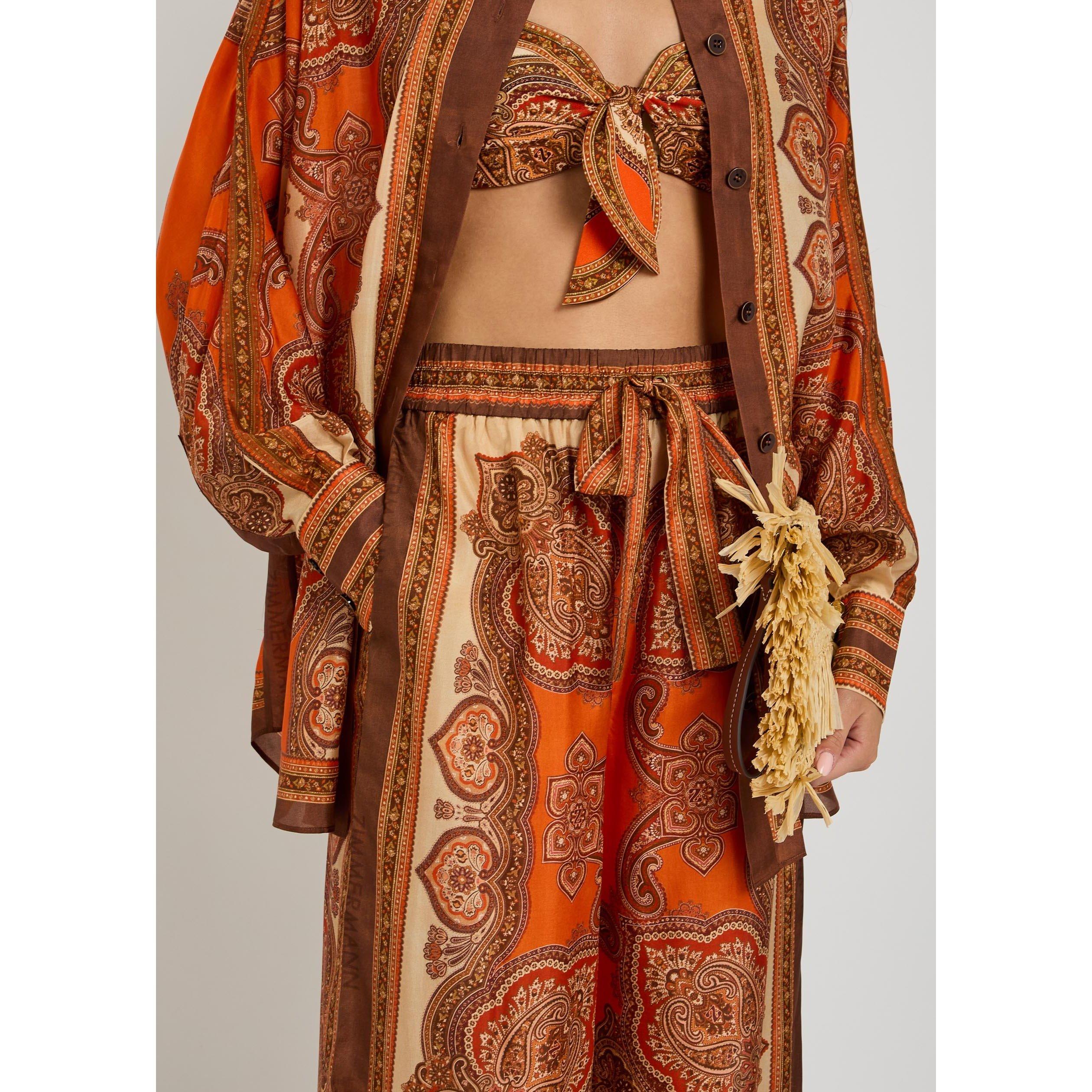 ORANGE AND OTHE - Zimmermann - Women's Mahon Relaxed Silk Wide-Leg Trousers - 4
