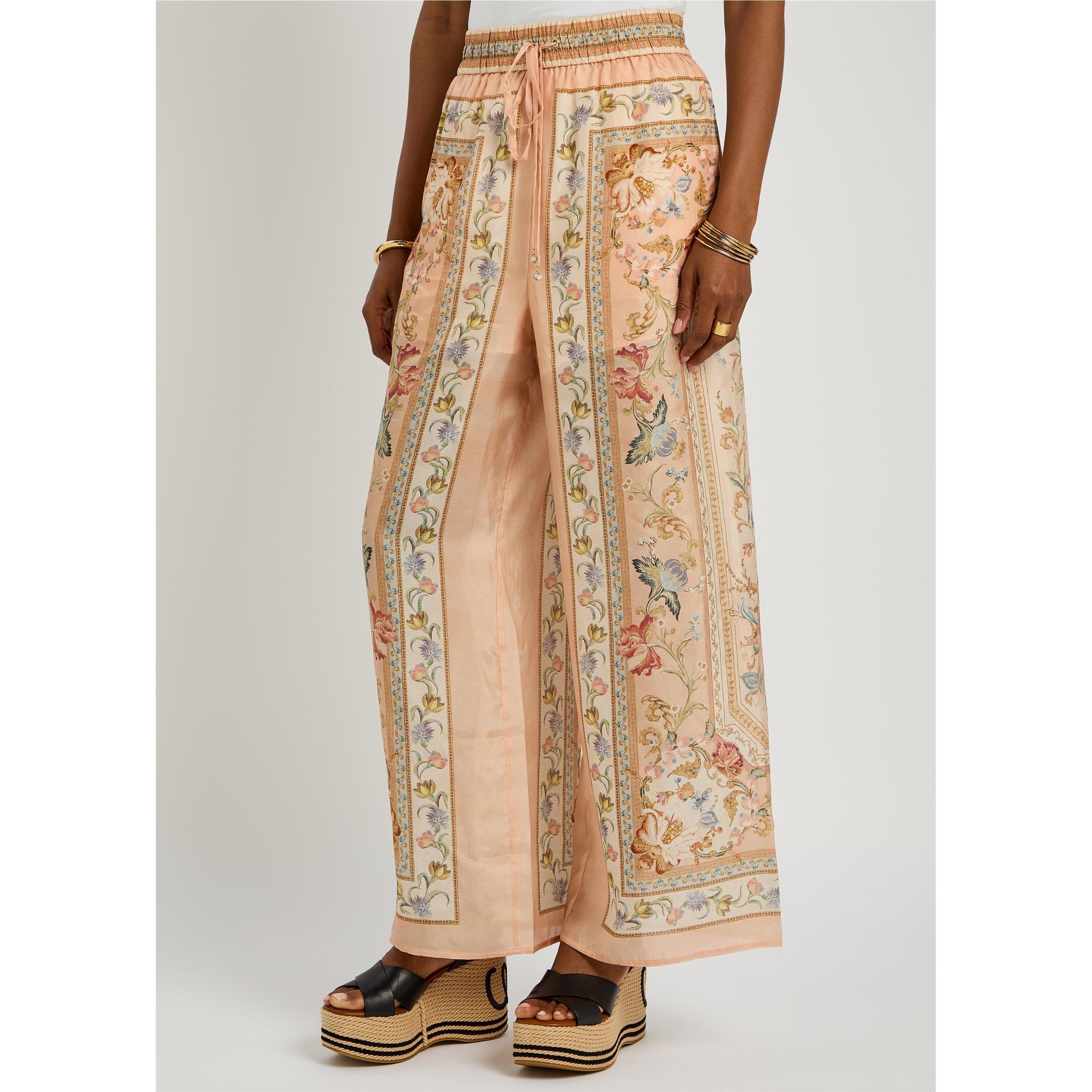 PINK AND OTHER - Zimmermann - Women's Roselight Silk Relaxed-Fit Wide-Leg Trousers - 2