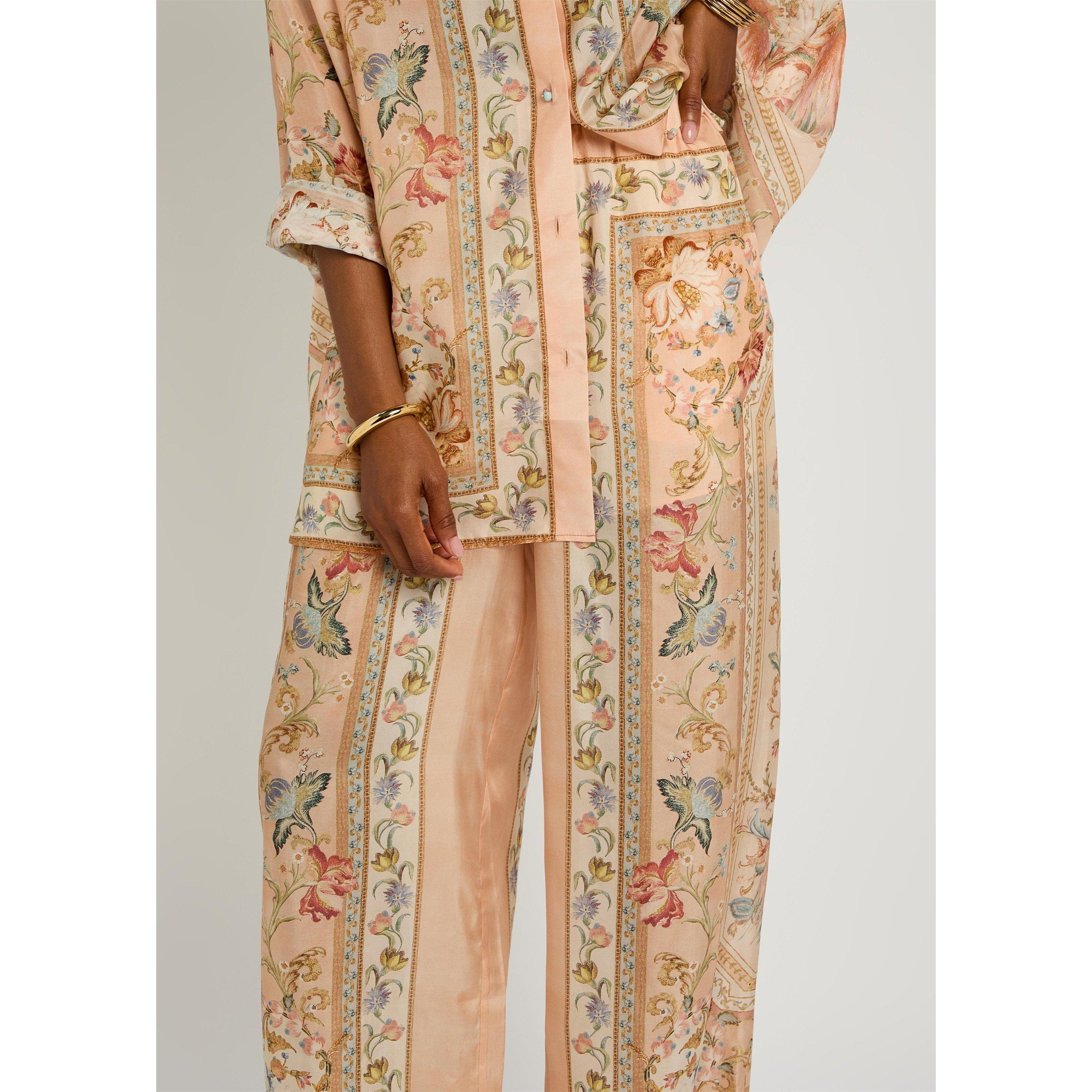 PINK AND OTHER - Zimmermann - Women's Roselight Silk Relaxed-Fit Wide-Leg Trousers - 4
