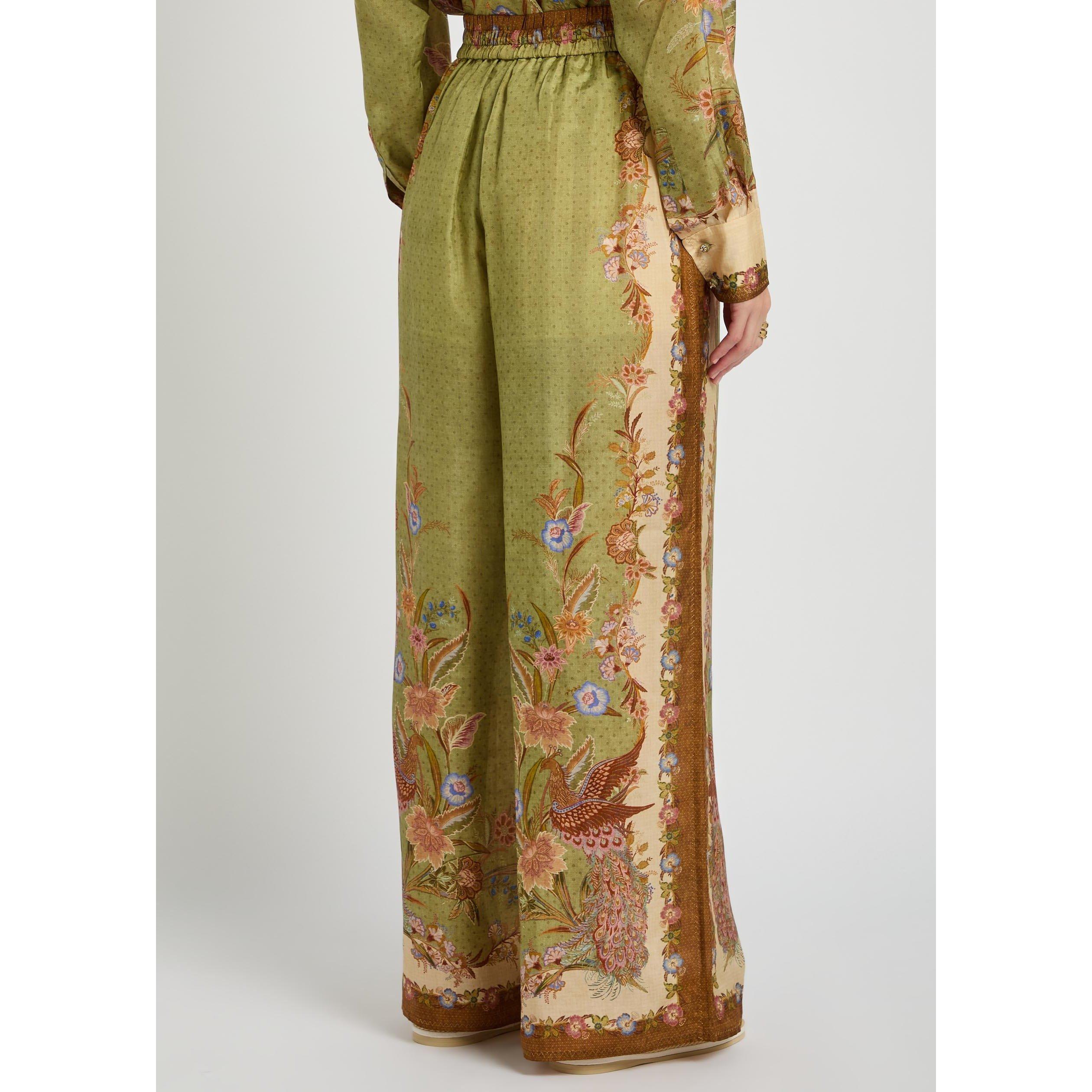 KHAKI - Zimmermann - Women's Indra Silk Wide-Leg Trousers - 3