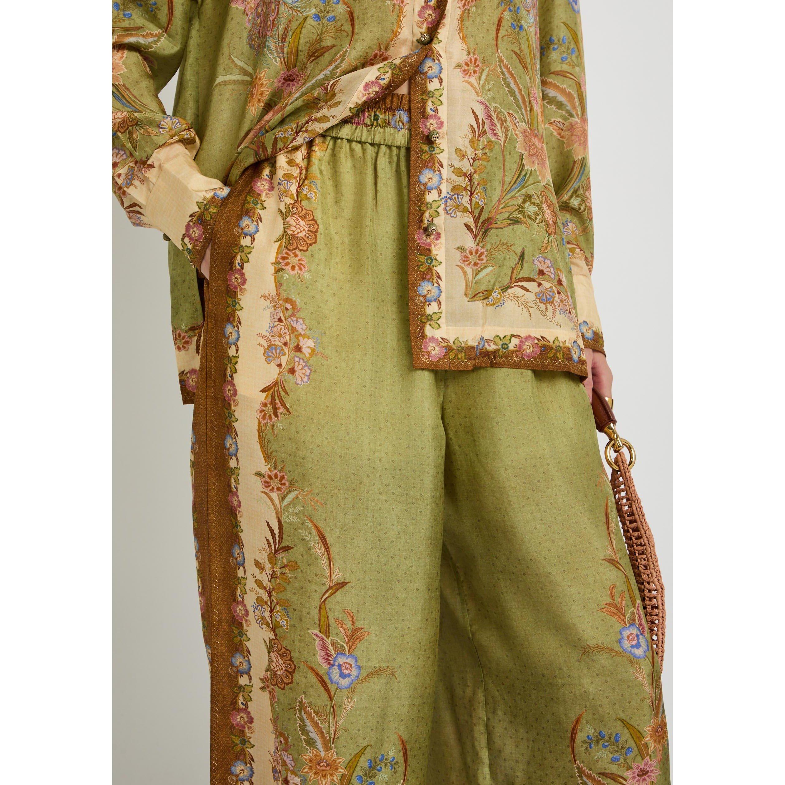 KHAKI - Zimmermann - Women's Indra Silk Wide-Leg Trousers - 4