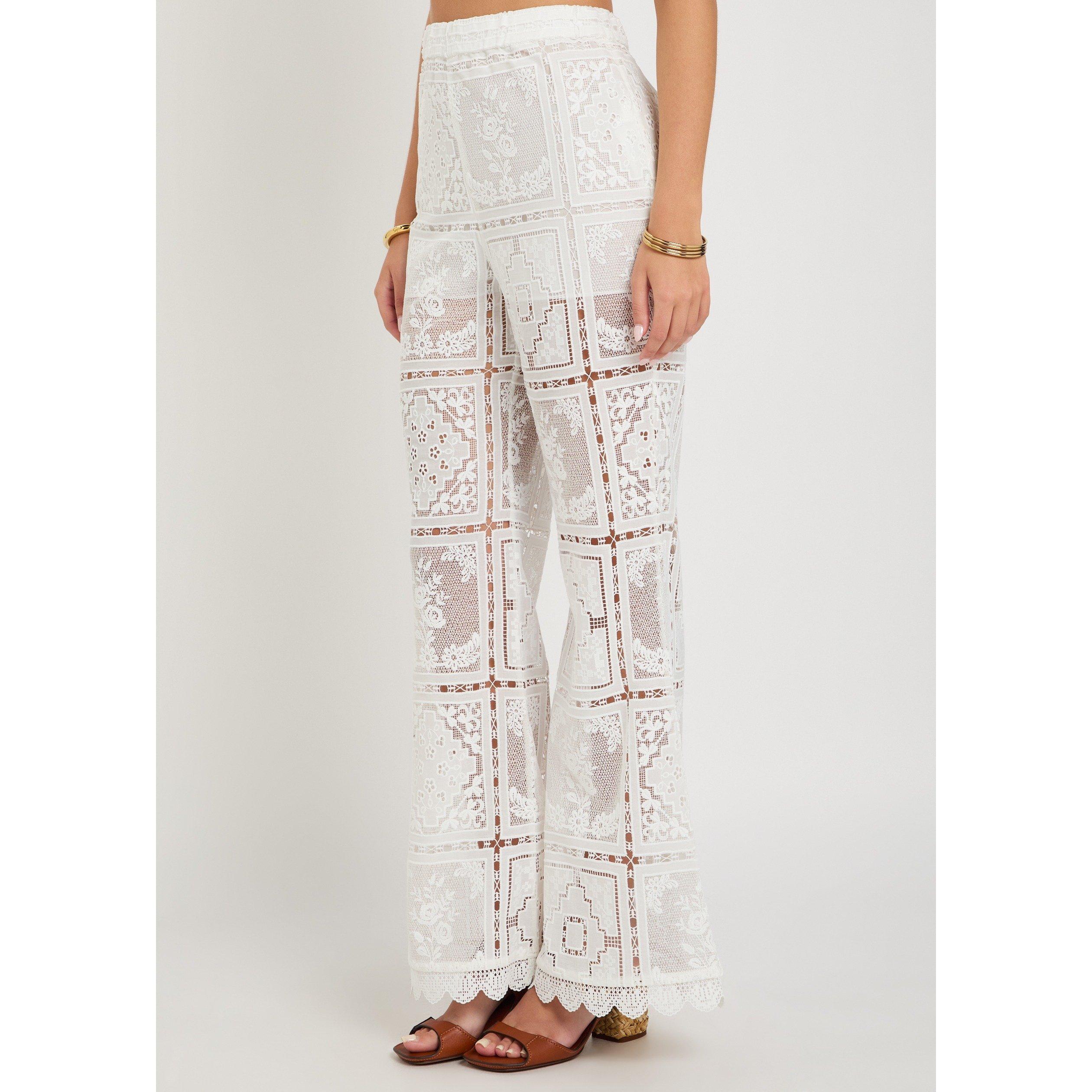 IVORY - Zimmermann - Women's Aster Embroidered Wide-Leg Trousers - 2