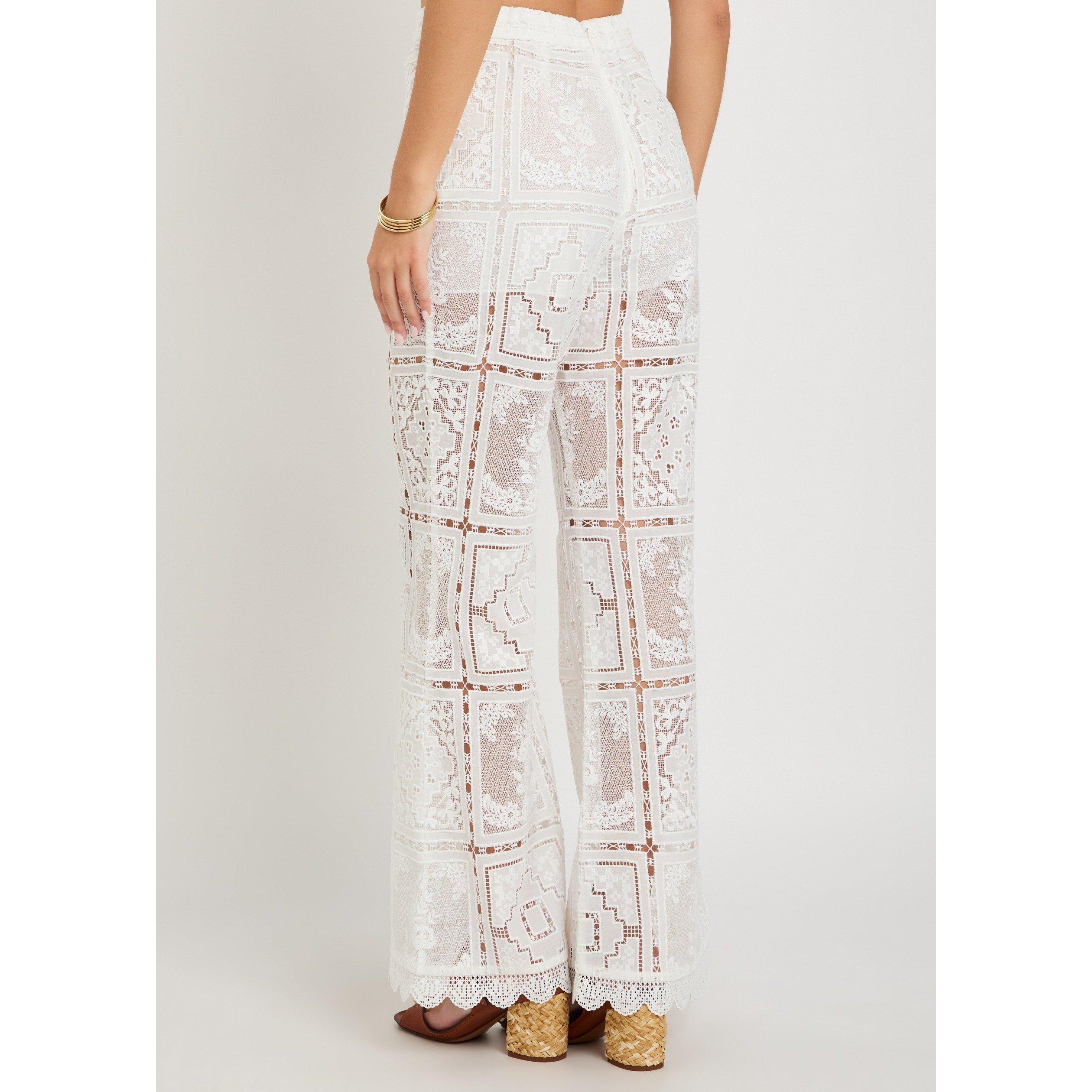 IVORY - Zimmermann - Women's Aster Embroidered Wide-Leg Trousers - 3