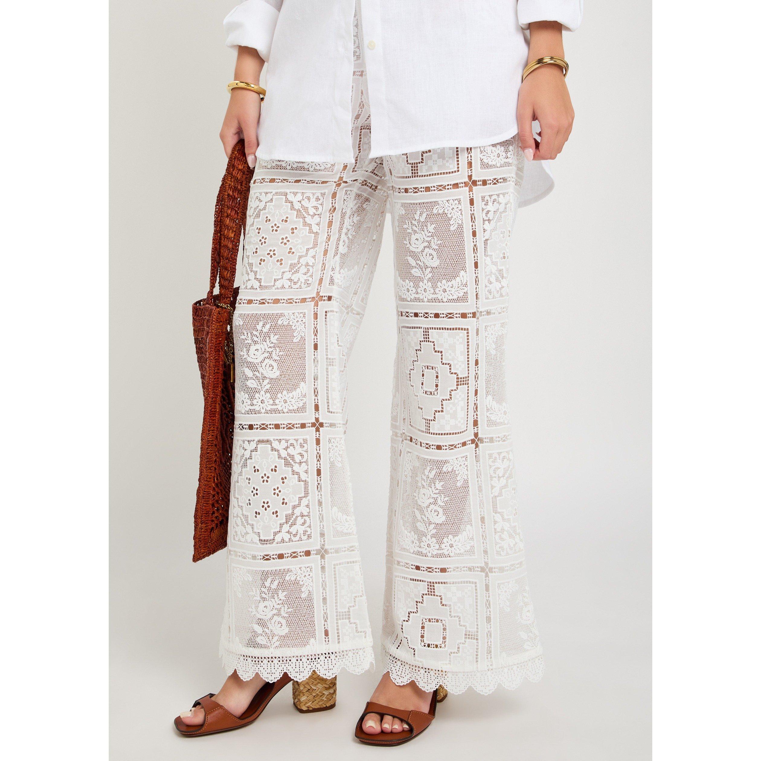 IVORY - Zimmermann - Women's Aster Embroidered Wide-Leg Trousers - 4