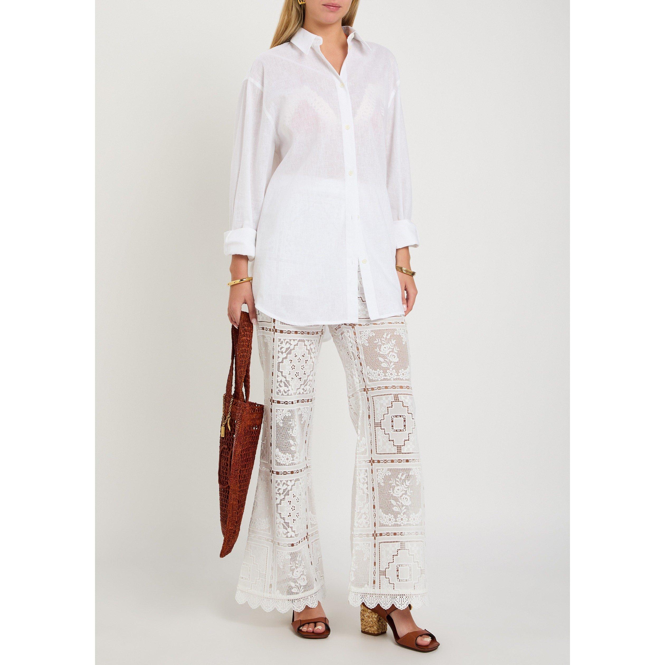 IVORY - Zimmermann - Women's Aster Embroidered Wide-Leg Trousers - 5