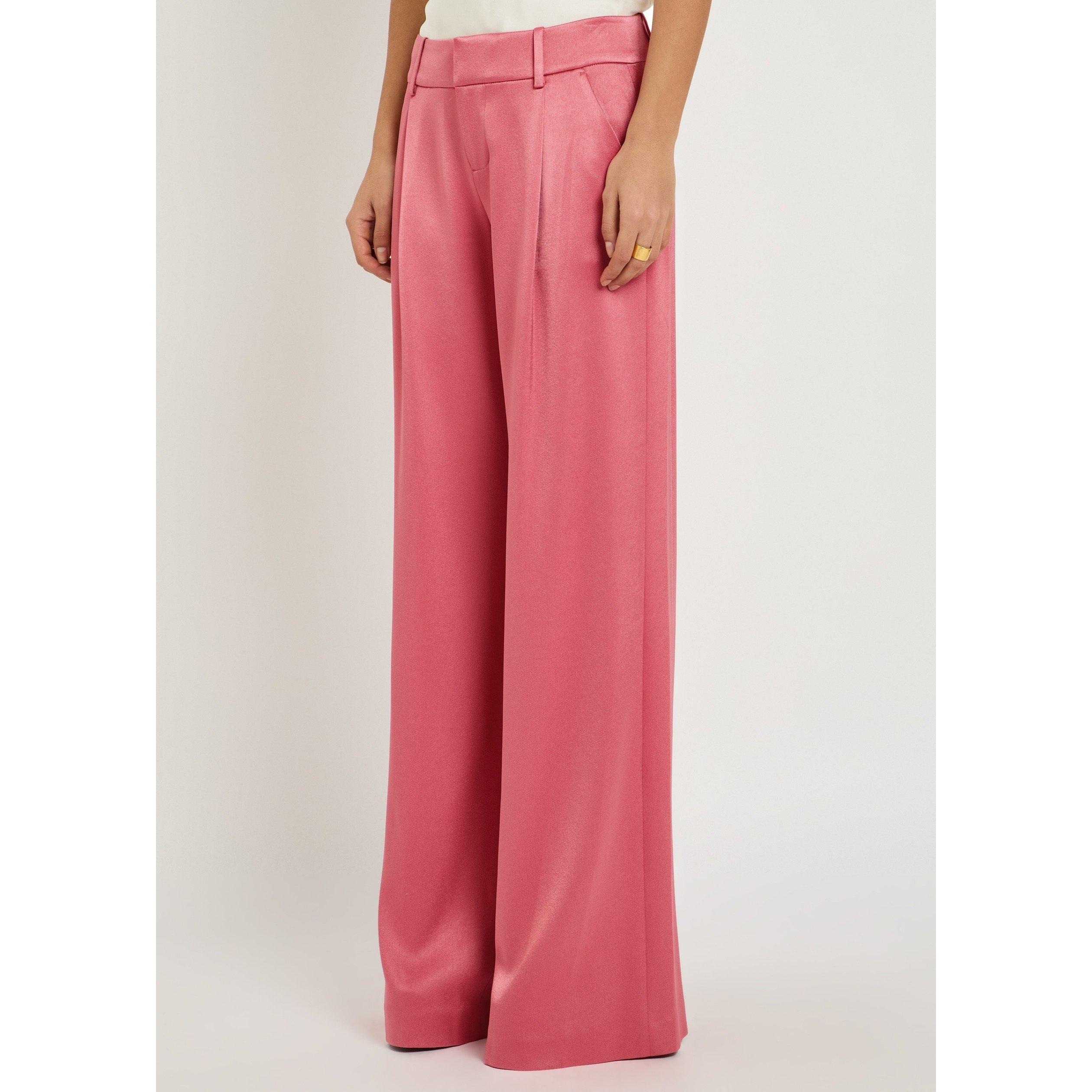 PINK - Alice And Olivia - Women's Eric Satin Wide-Leg Trousers - 2