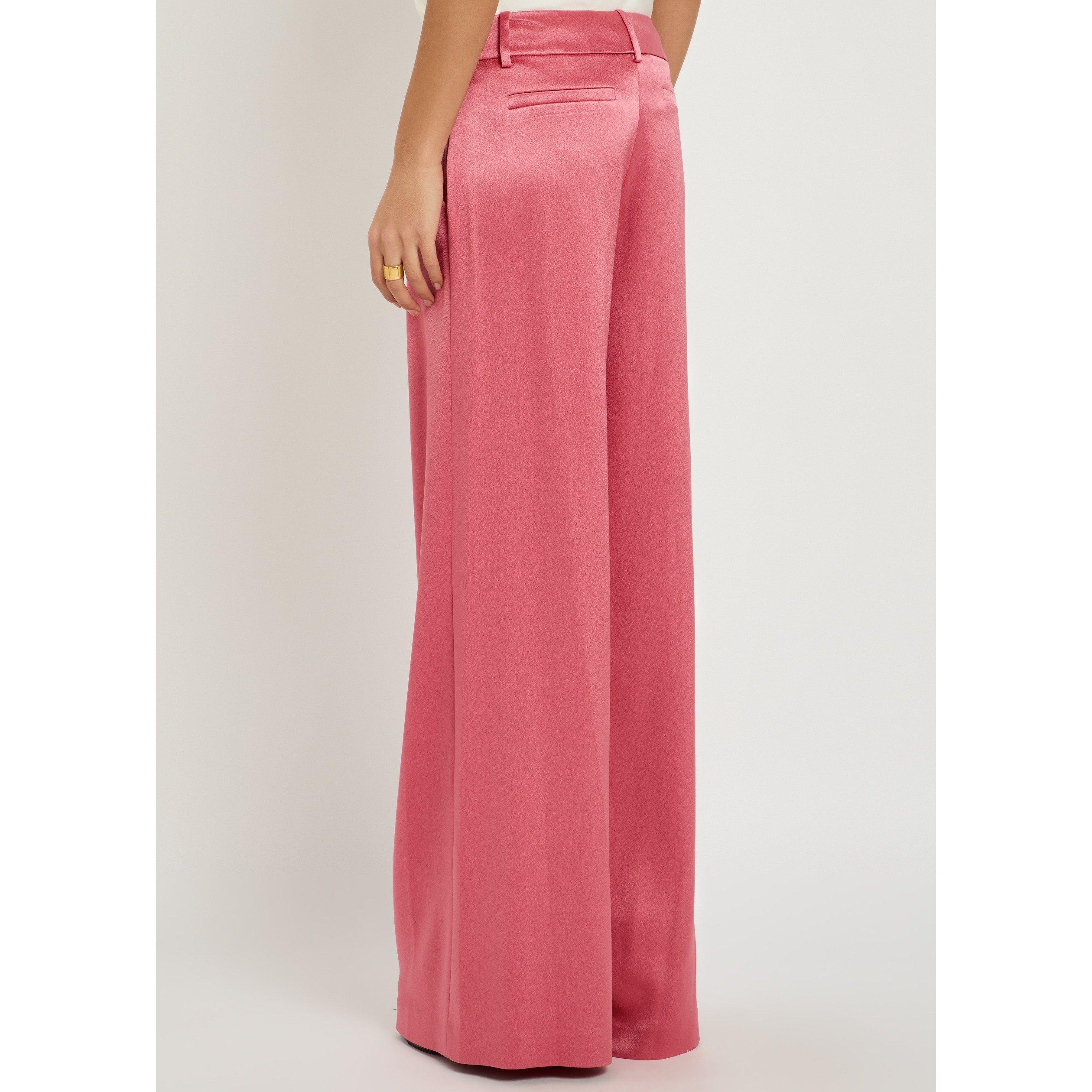 PINK - Alice And Olivia - Women's Eric Satin Wide-Leg Trousers - 3