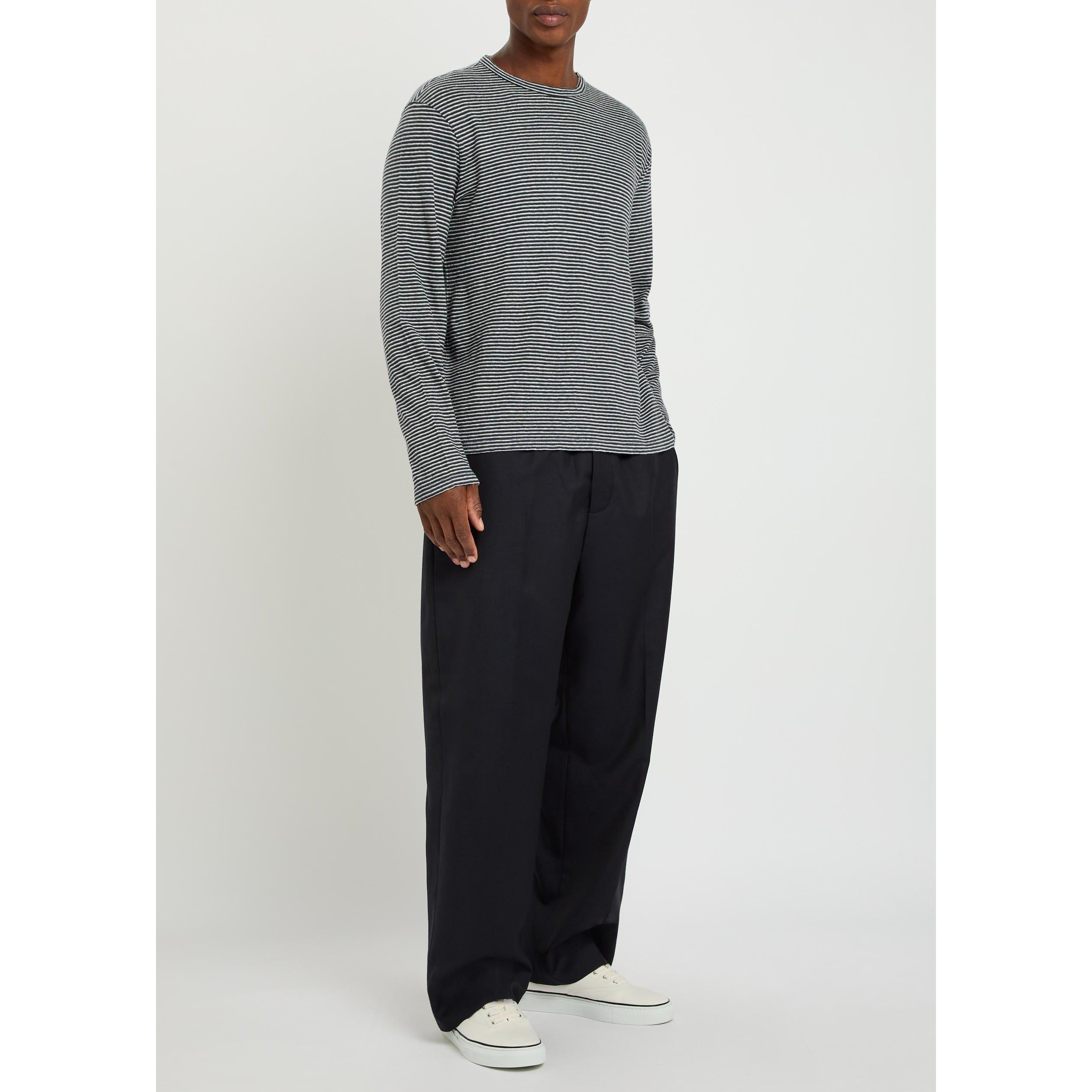 NAVY - Officine Generale - Men's Wool Relaxed-Fit Wide-Leg Trousers - 5