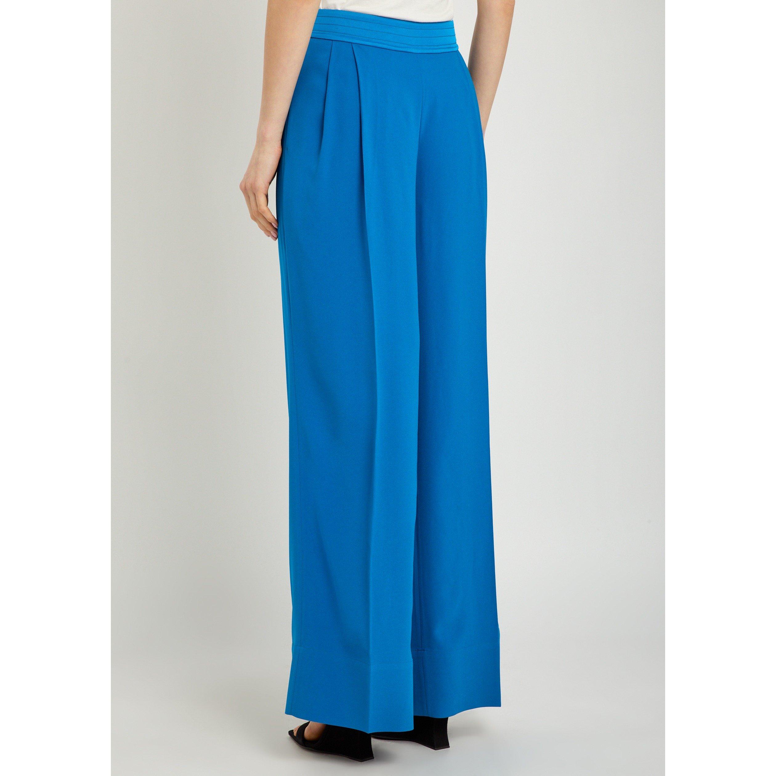 BLUE - Joseph - Women's Cara High-Waisted Wide-Leg Trousers - 3