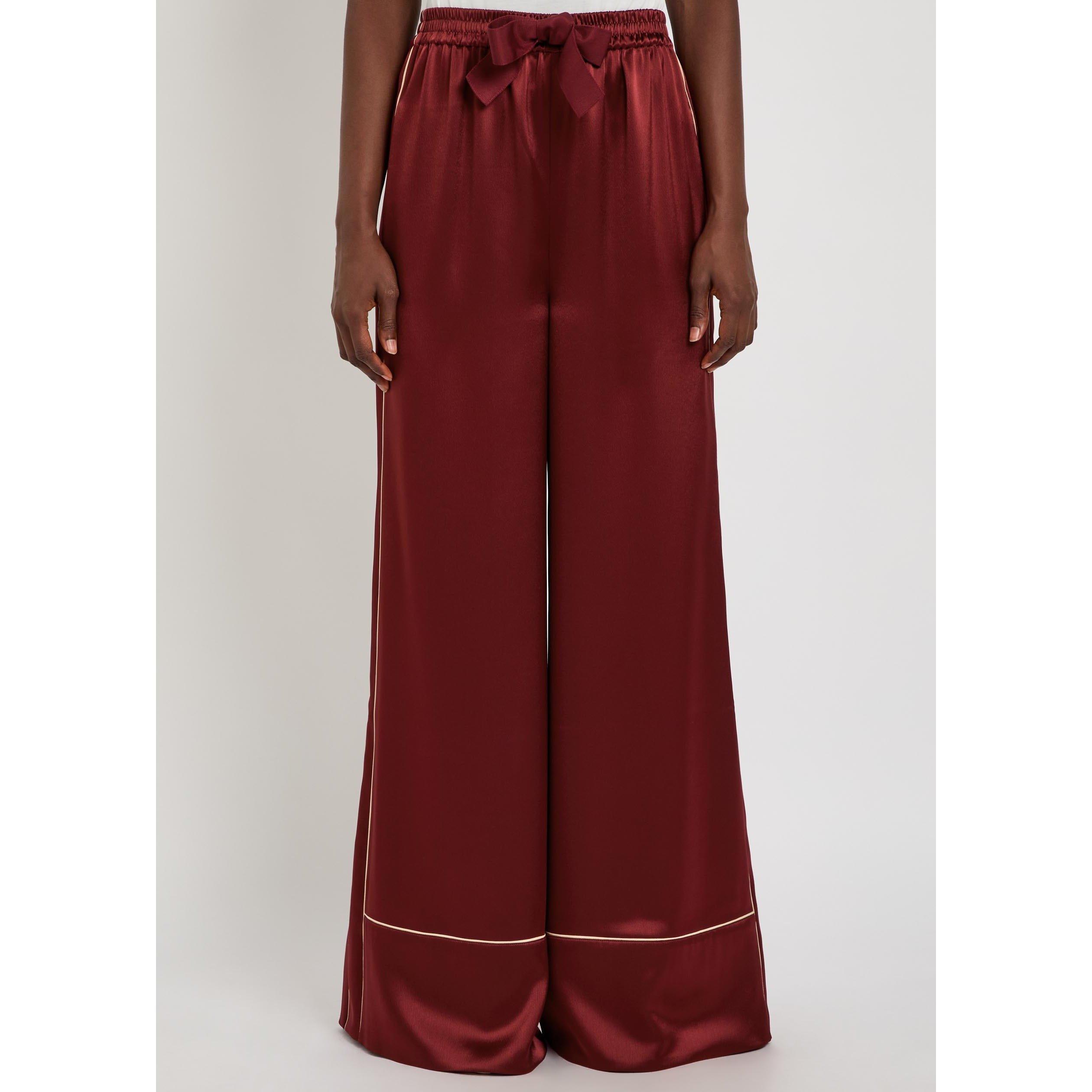 BURGUNDY - Roksanda Ilincic - Women's Nael Relaxed-Fit Wide-Leg Trousers - 2