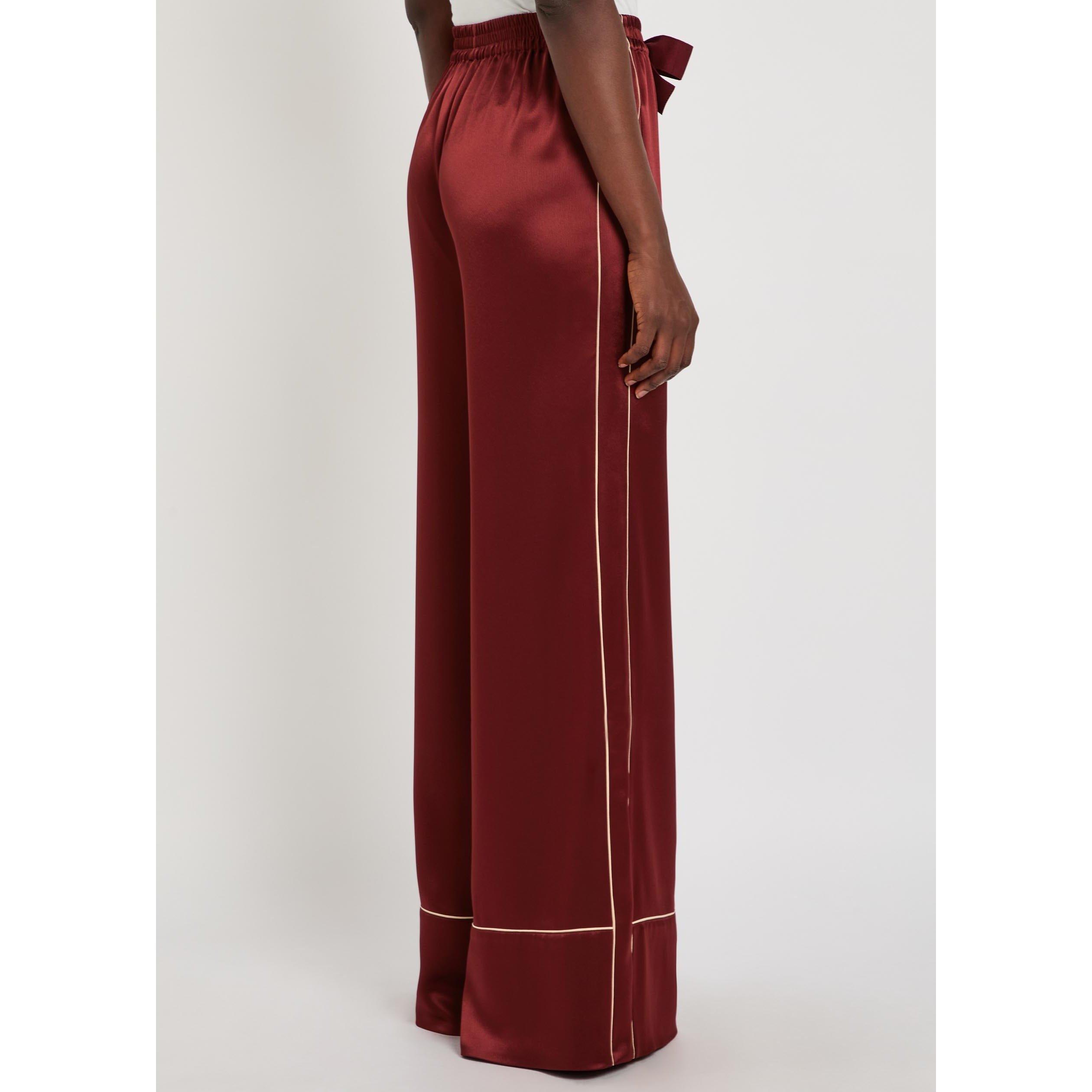 BURGUNDY - Roksanda Ilincic - Women's Nael Relaxed-Fit Wide-Leg Trousers - 3