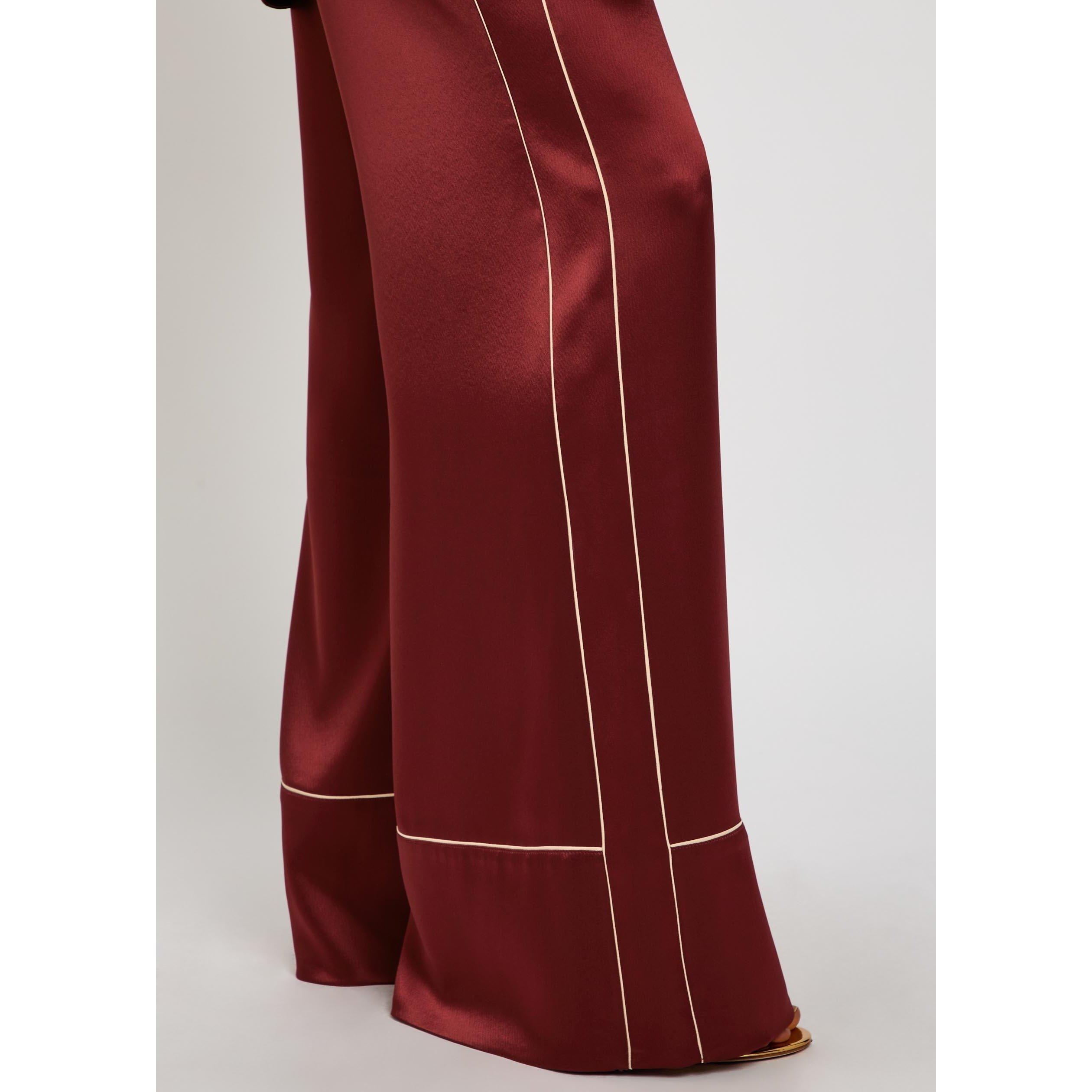 BURGUNDY - Roksanda Ilincic - Women's Nael Relaxed-Fit Wide-Leg Trousers - 4