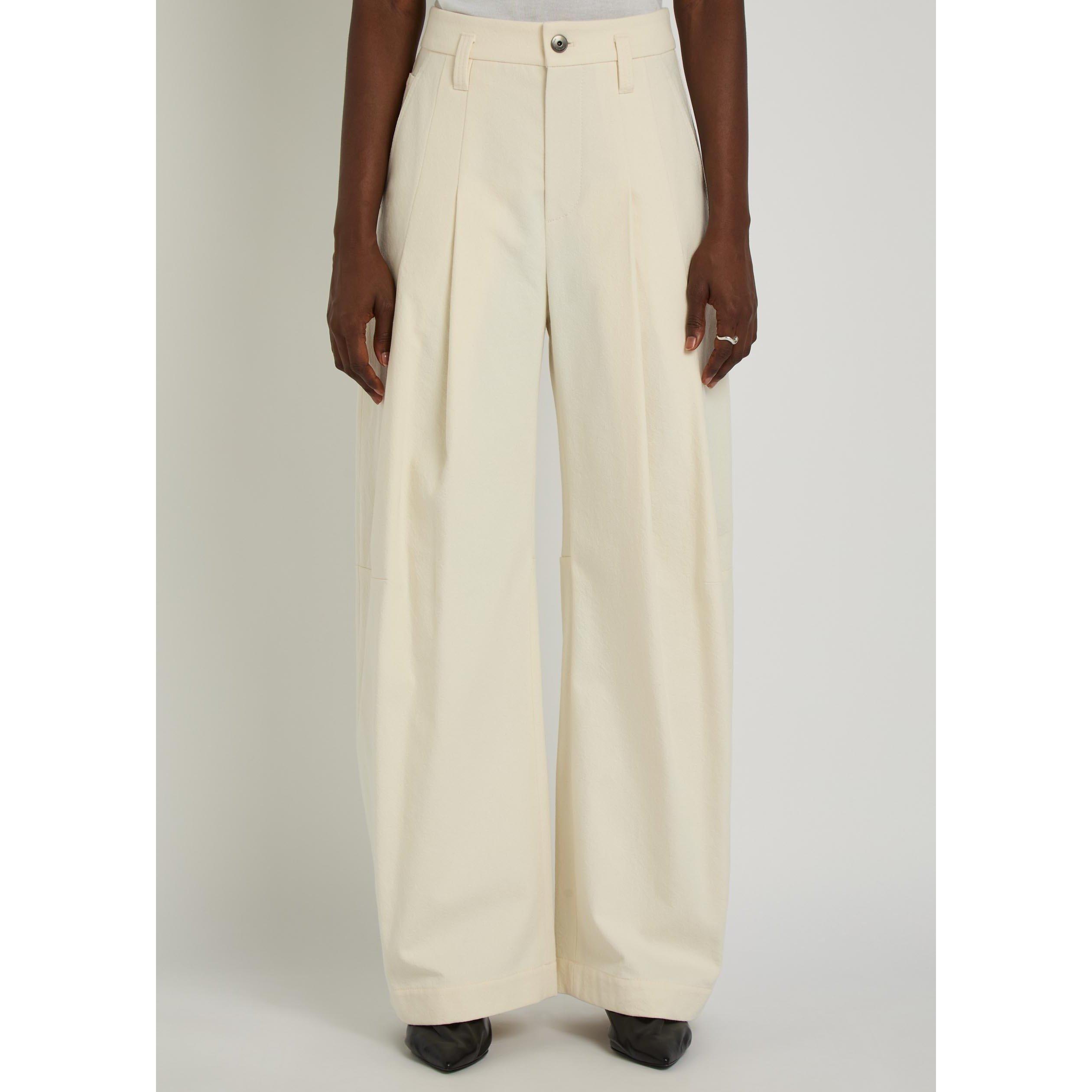 WHITE - Brunello Cucinelli - Women's Wide-Leg Cotton Trousers - 2