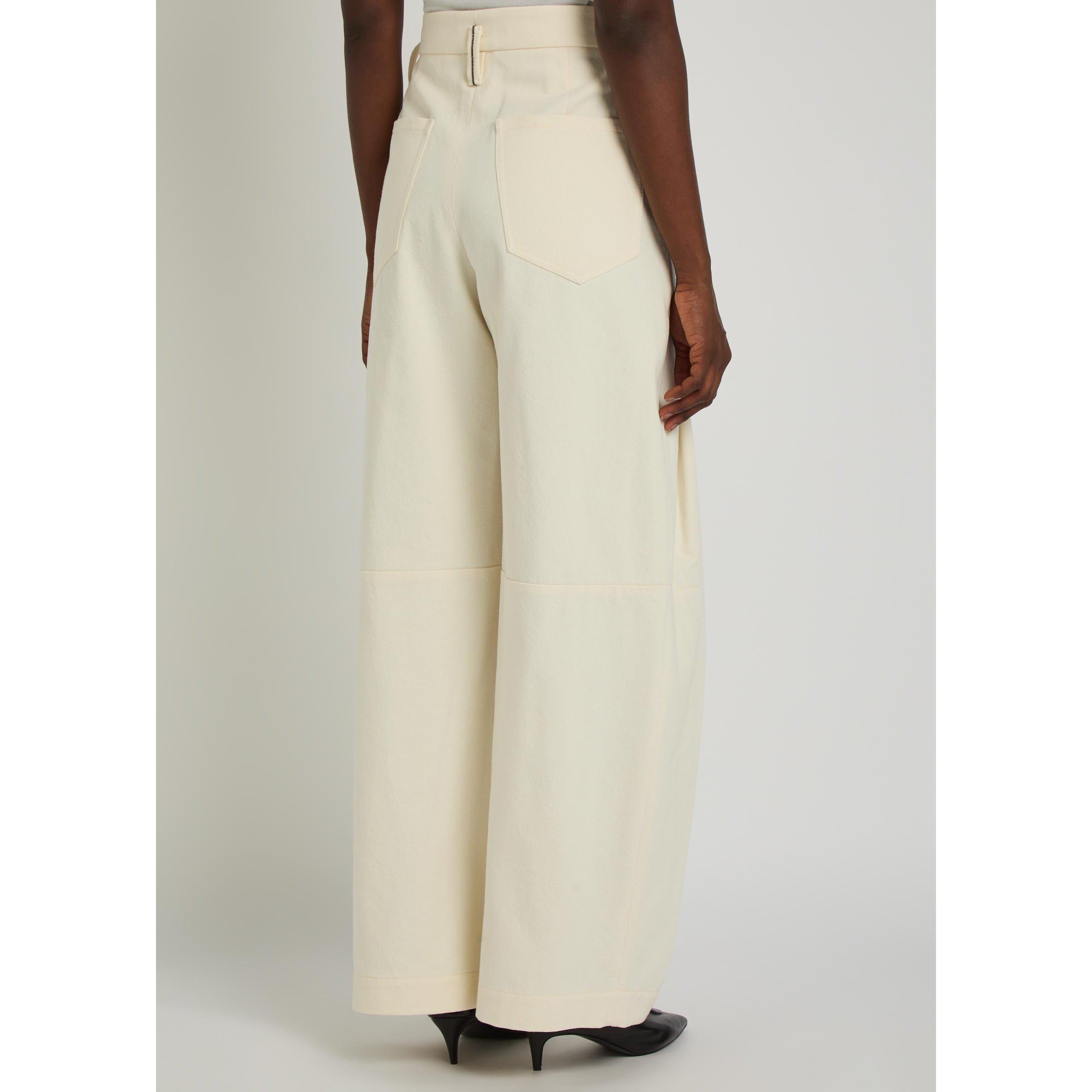 WHITE - Brunello Cucinelli - Women's Wide-Leg Cotton Trousers - 3