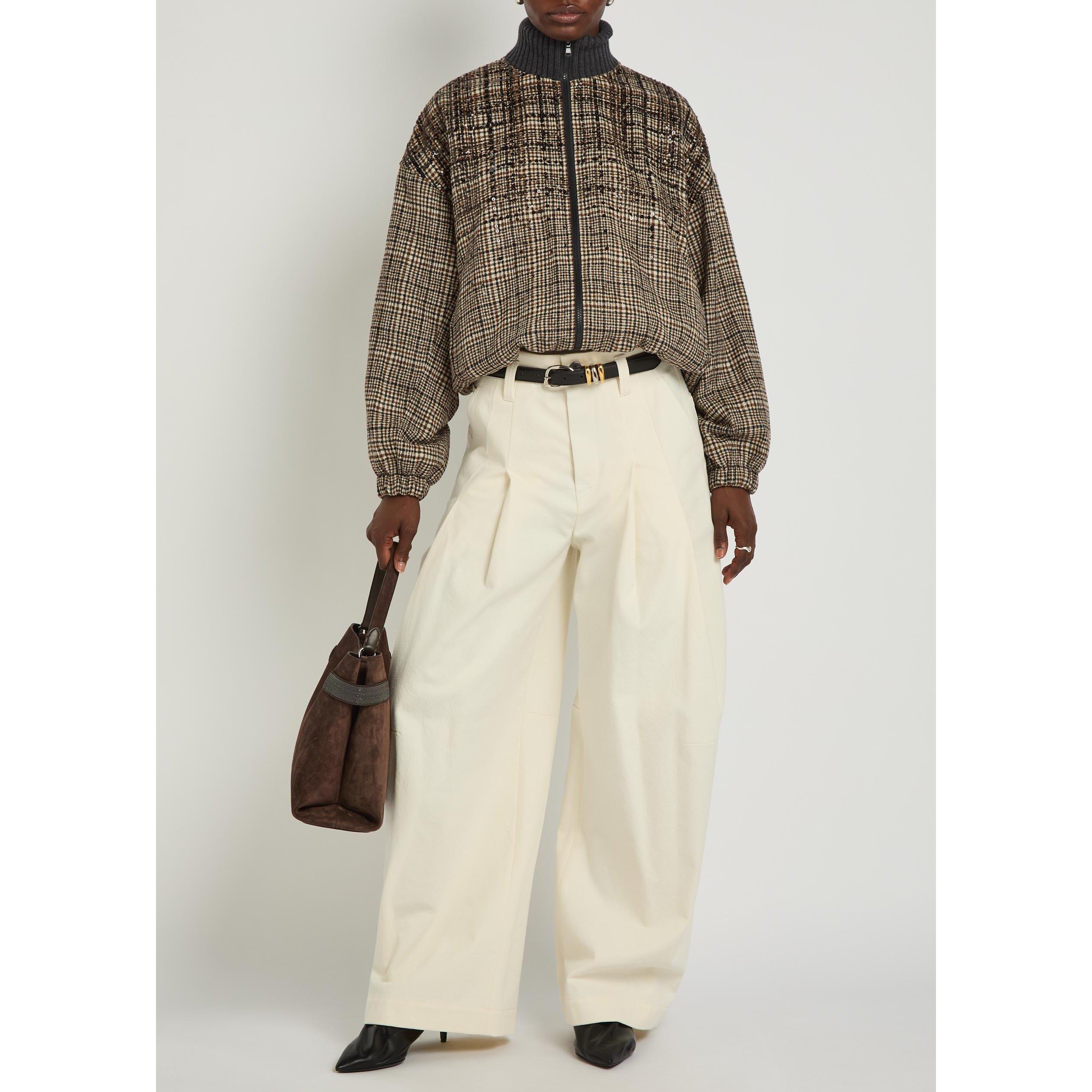 WHITE - Brunello Cucinelli - Women's Wide-Leg Cotton Trousers - 5