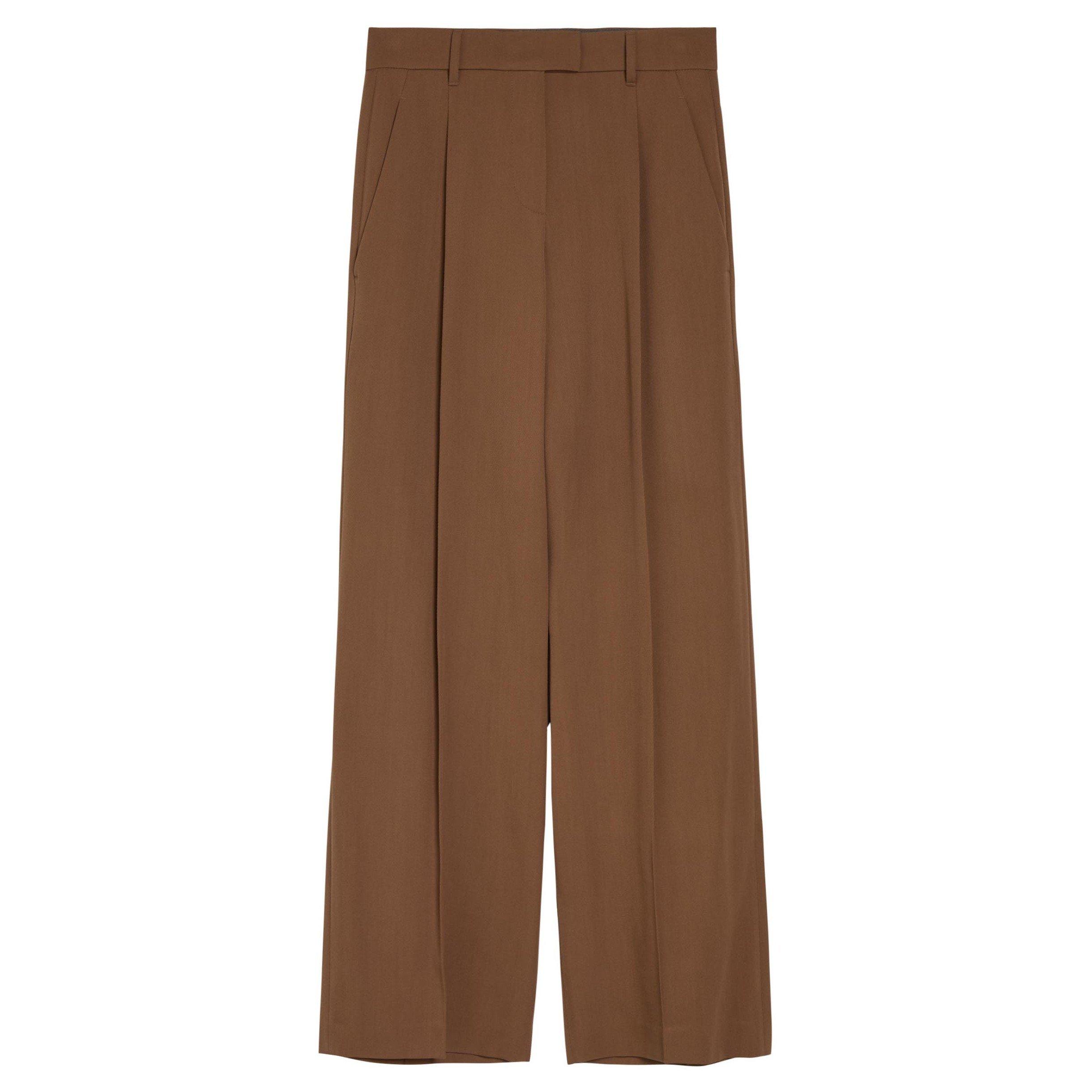 BROWN - Brunello Cucinelli - Women's Wool High-Waisted Wide-Leg Trousers - 1