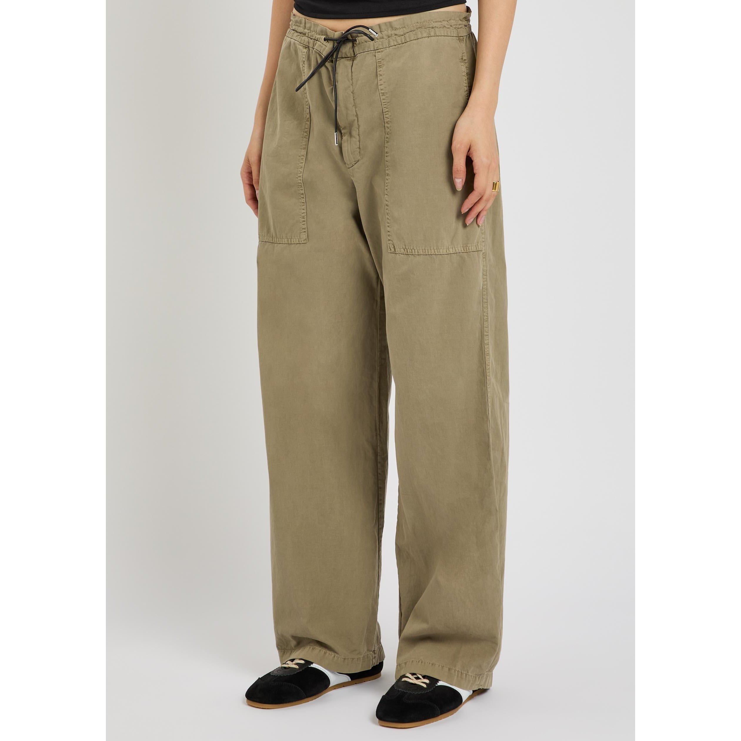 GREEN - Frame Denim - Women's The Gallery Cotton Wide-Leg Trousers - 2