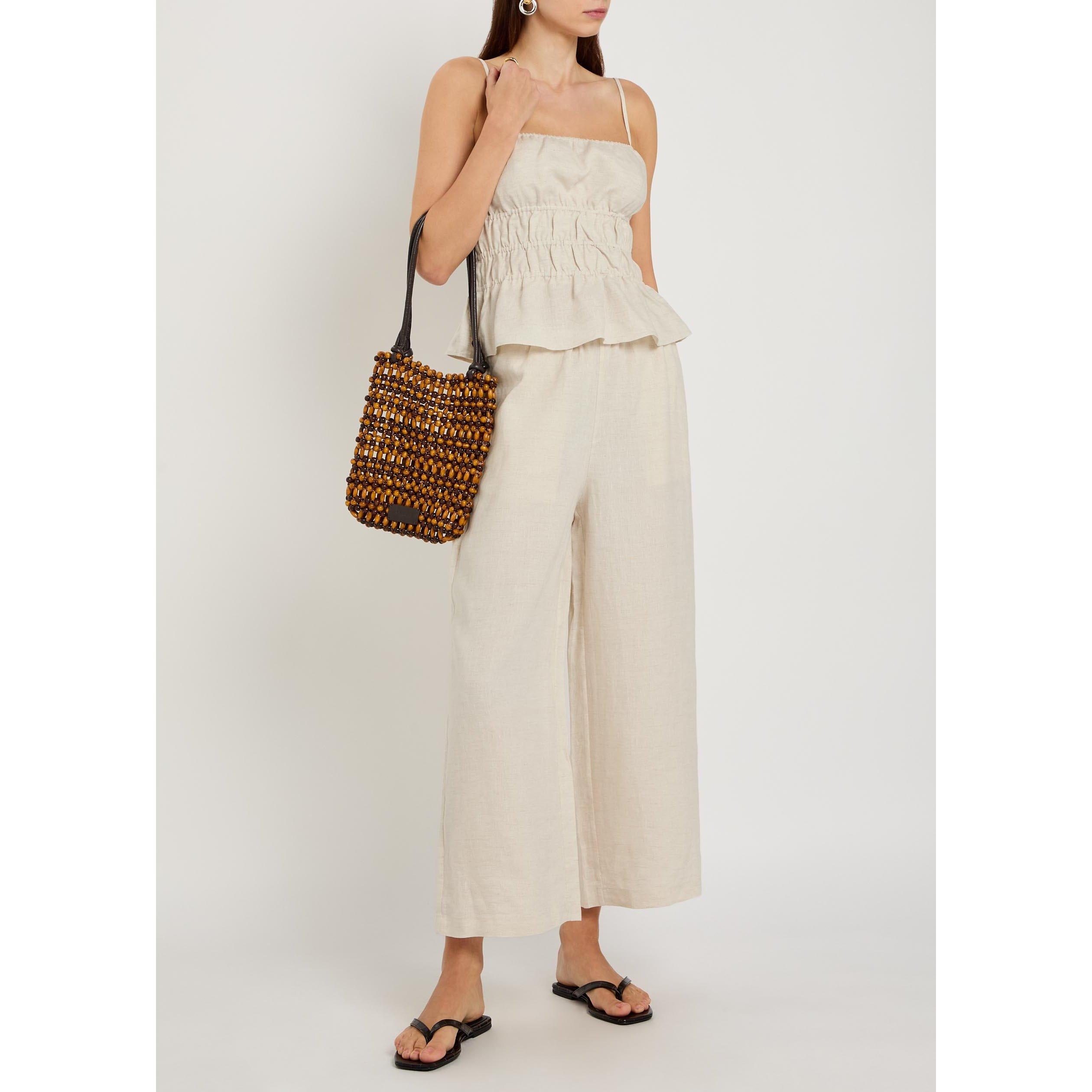 BEIGE - Staud - TR MATEO LINEN CROPPED PANT - 5