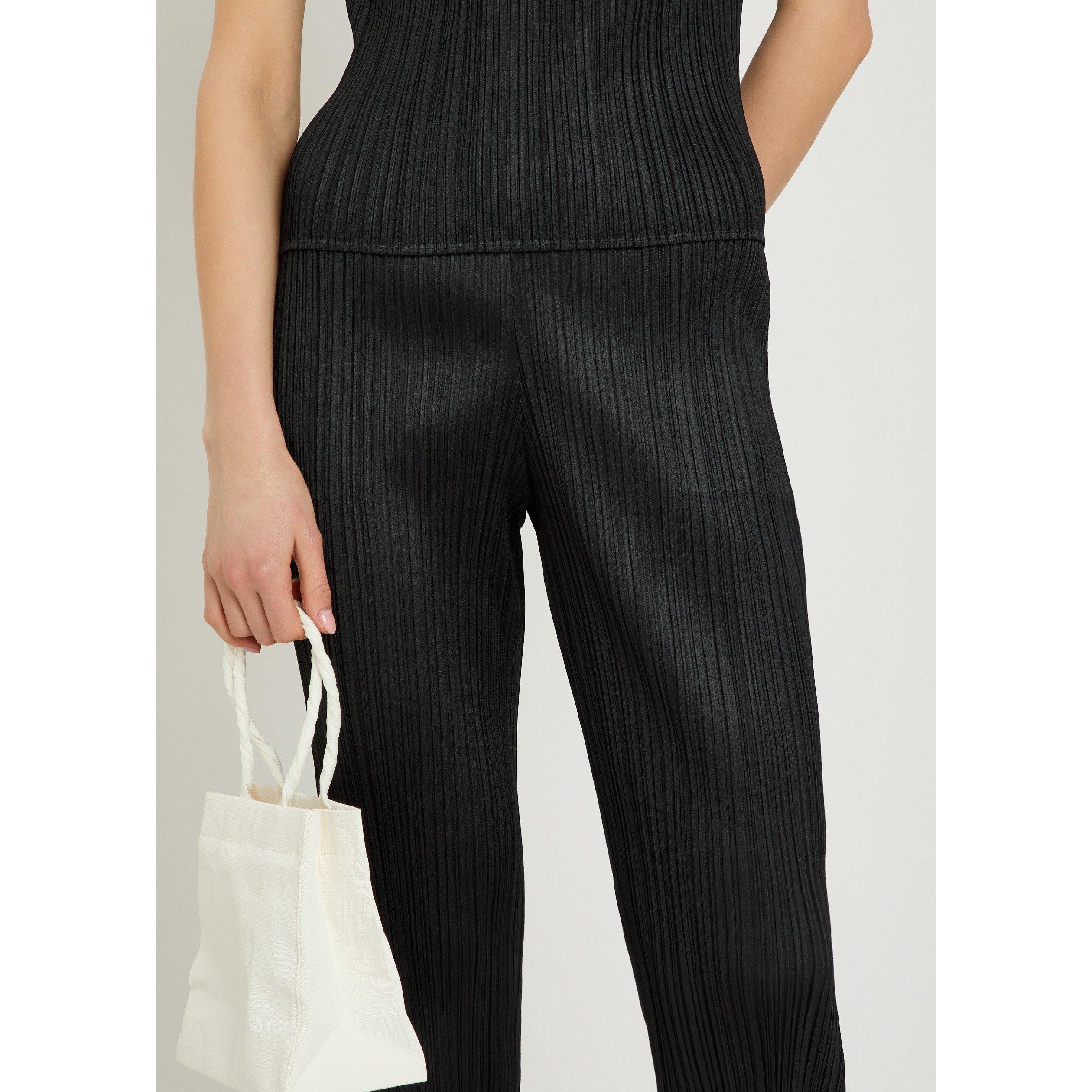 BLACK - Issey Miyake - Women's Pleats Please Slim-Fit Tapered Trousers - 4
