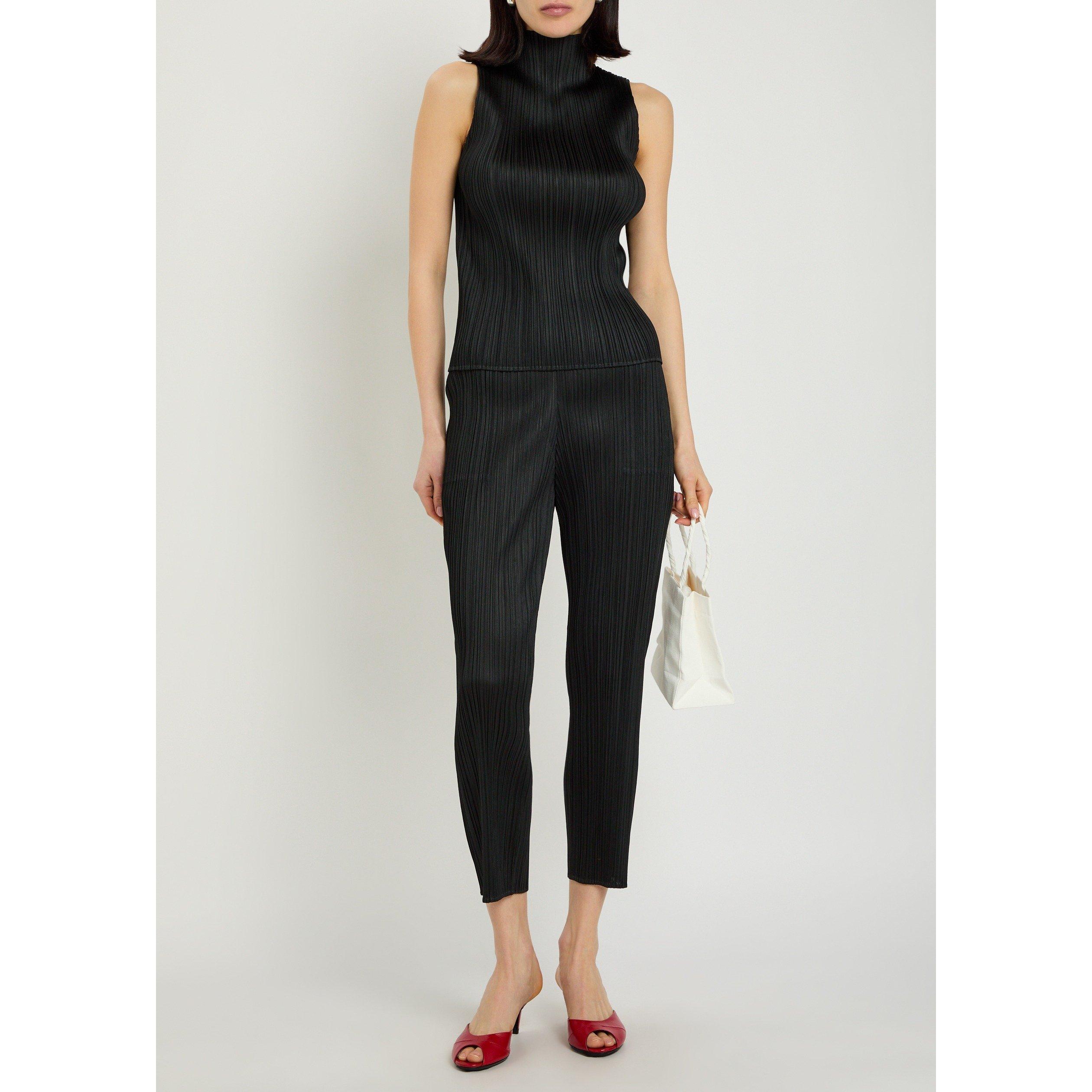 BLACK - Issey Miyake - Women's Pleats Please Slim-Fit Tapered Trousers - 5