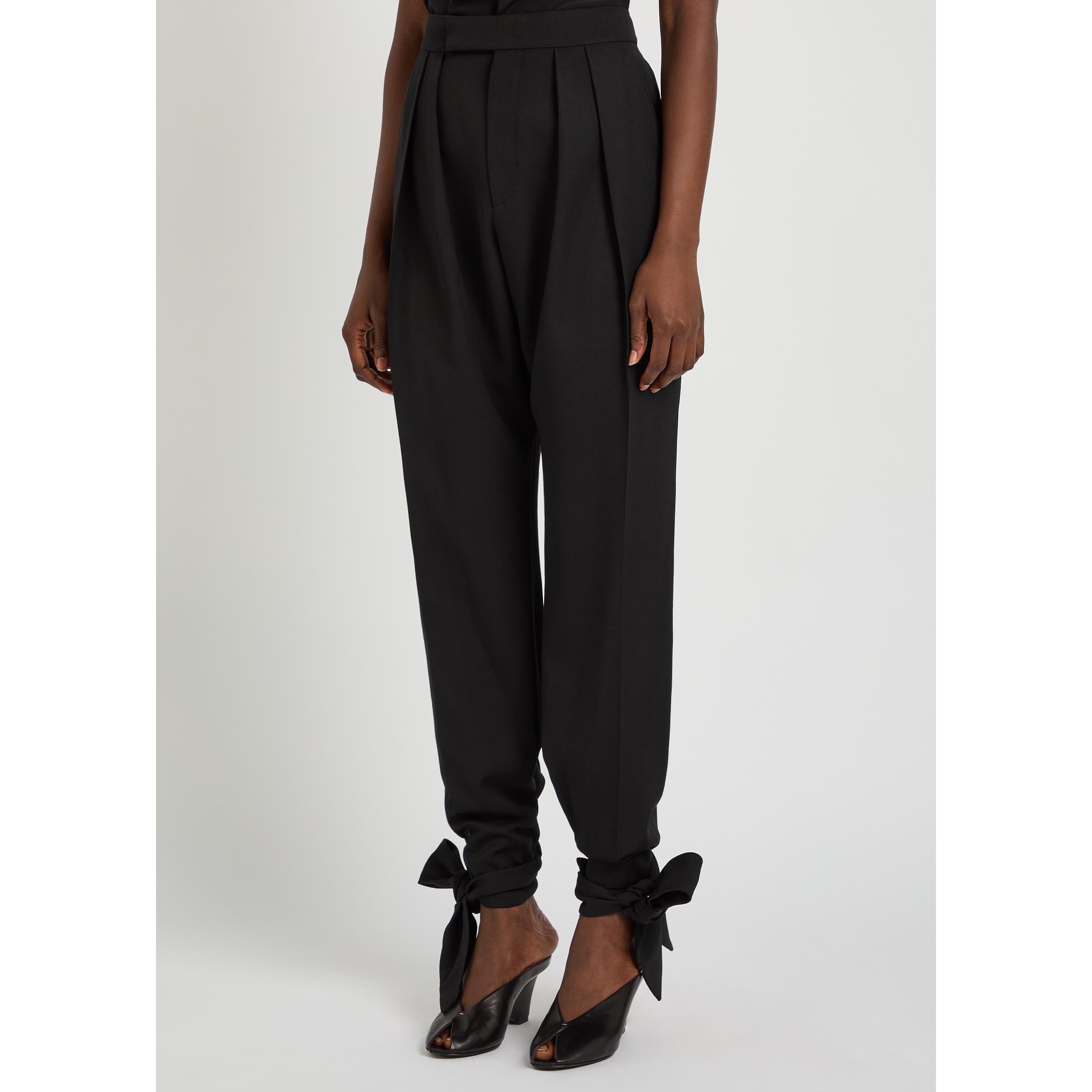 BLACK - Chloe - Women's Wool Tapered Trousers - 2