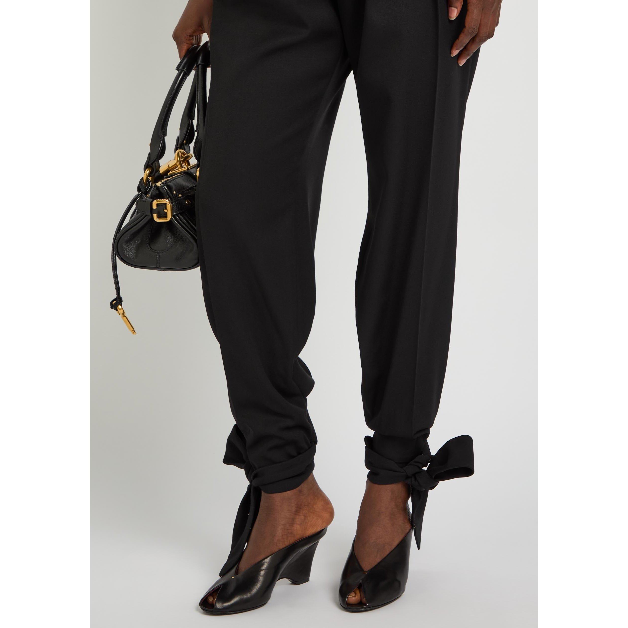 BLACK - Chloe - Women's Wool Tapered Trousers - 4